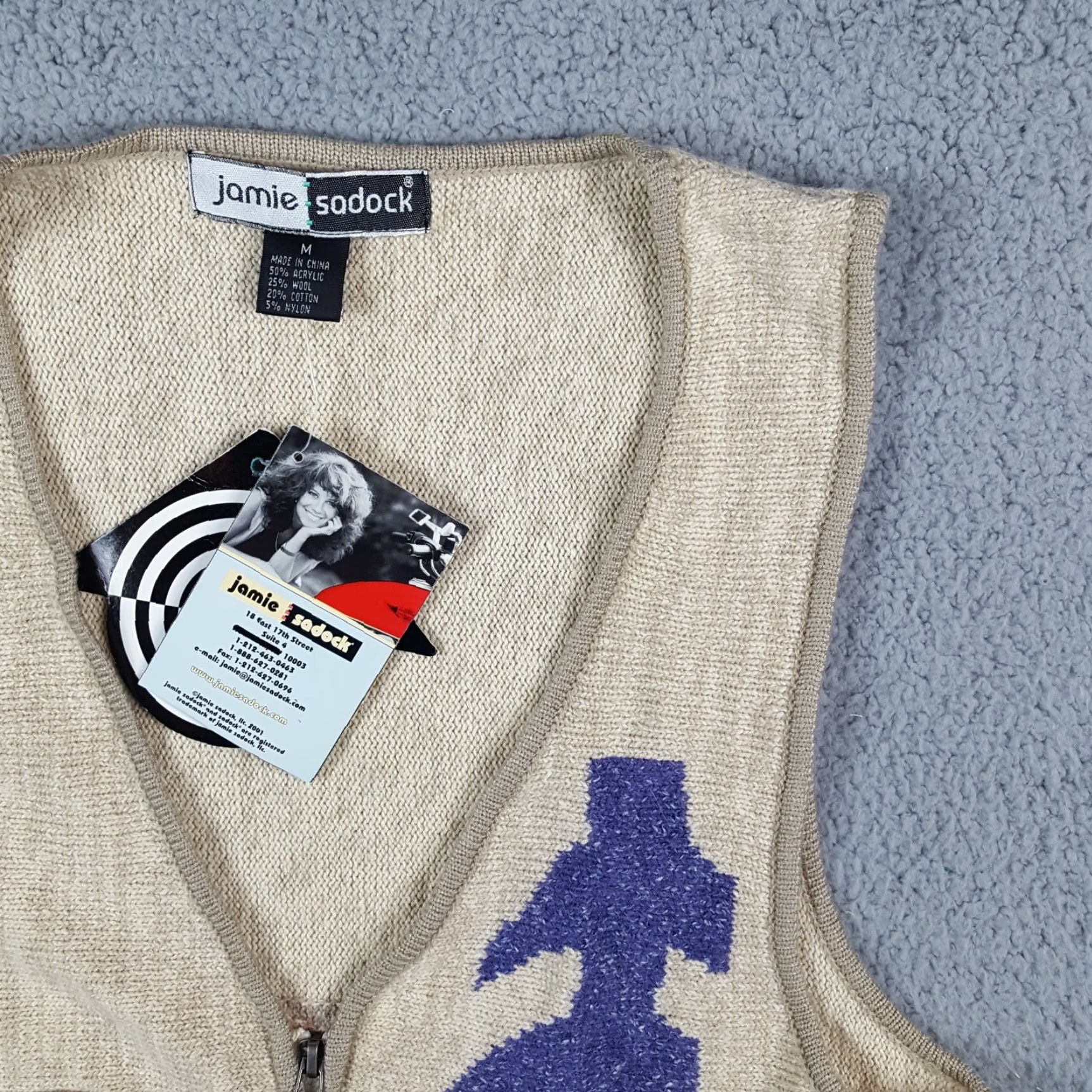 Etro VINTAGE Jamie Sadock Y2K Retro Preppy Knit Cardigan Sweater Vest Women's Medium Sleeveless Zip Up Beige 00s Casual Size M / US 6-8 / IT 42-44 - 2 Thumbnail