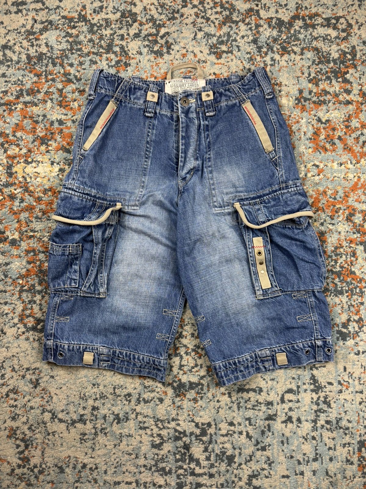 Japanese Brand × Jet Lag × Vintage Vintage y2k Jet Lag crazy cargo denim shorts bondage style Size US 31 - 1 Thumbnail