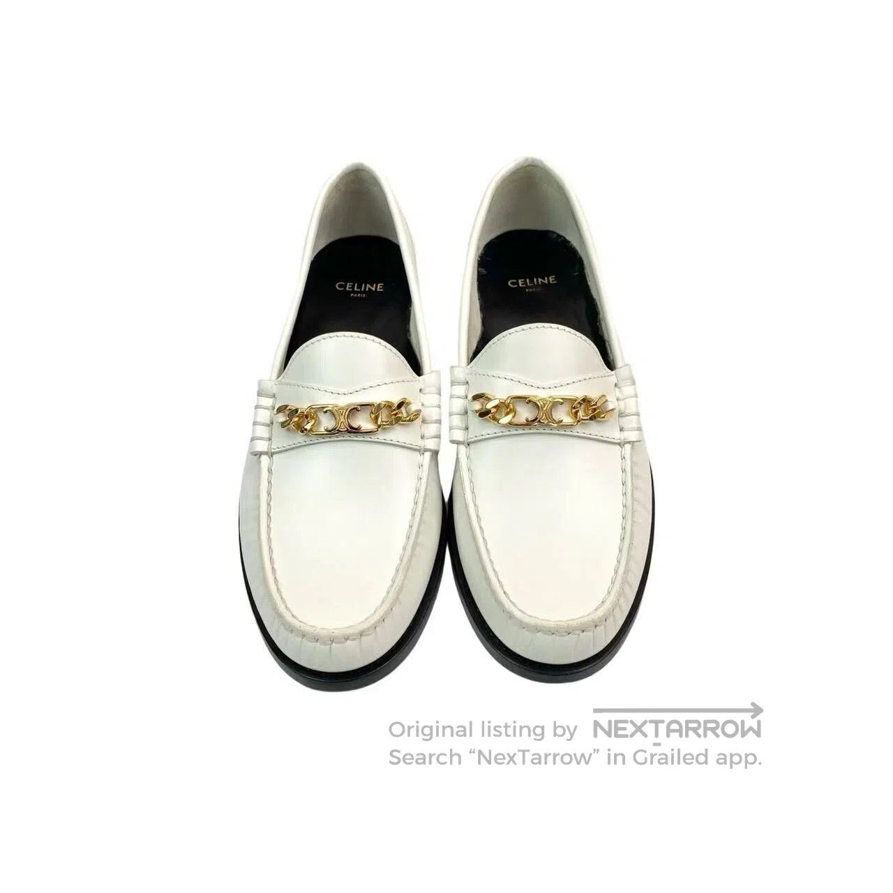 Celine Celine Arc de Triomphe gold chain white loafers| Size US 5.5 / IT 35.5 - 2 Thumbnail