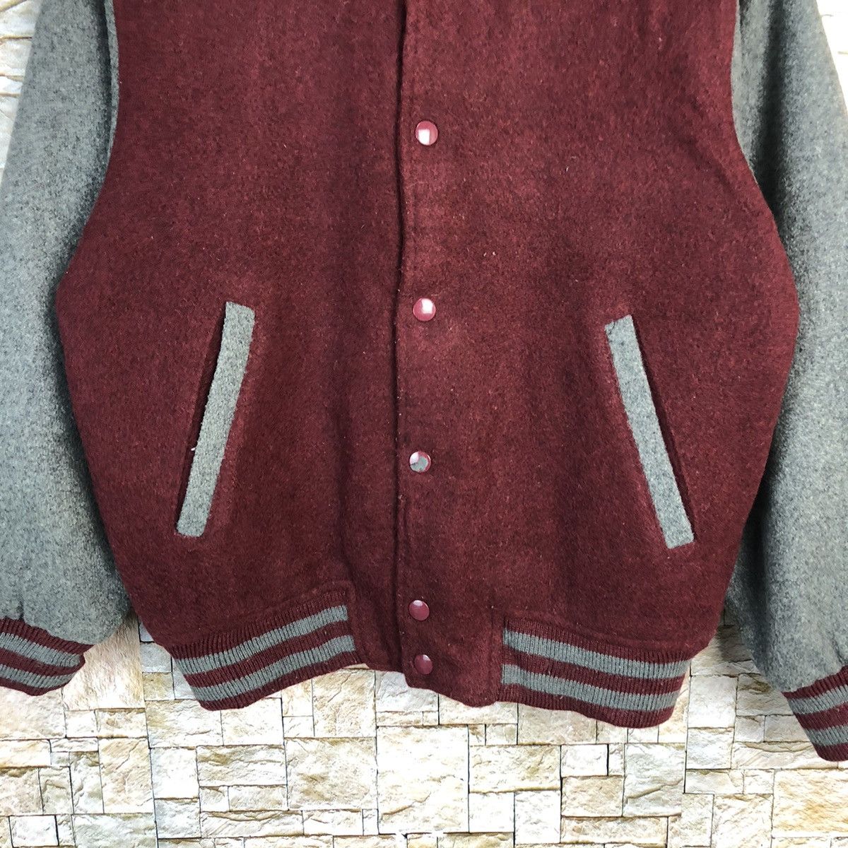 Japanese Brand Japanese Brand Maroon Varsity Jacket #A290 Size US S / EU 44-46 / 1 - 6 Thumbnail