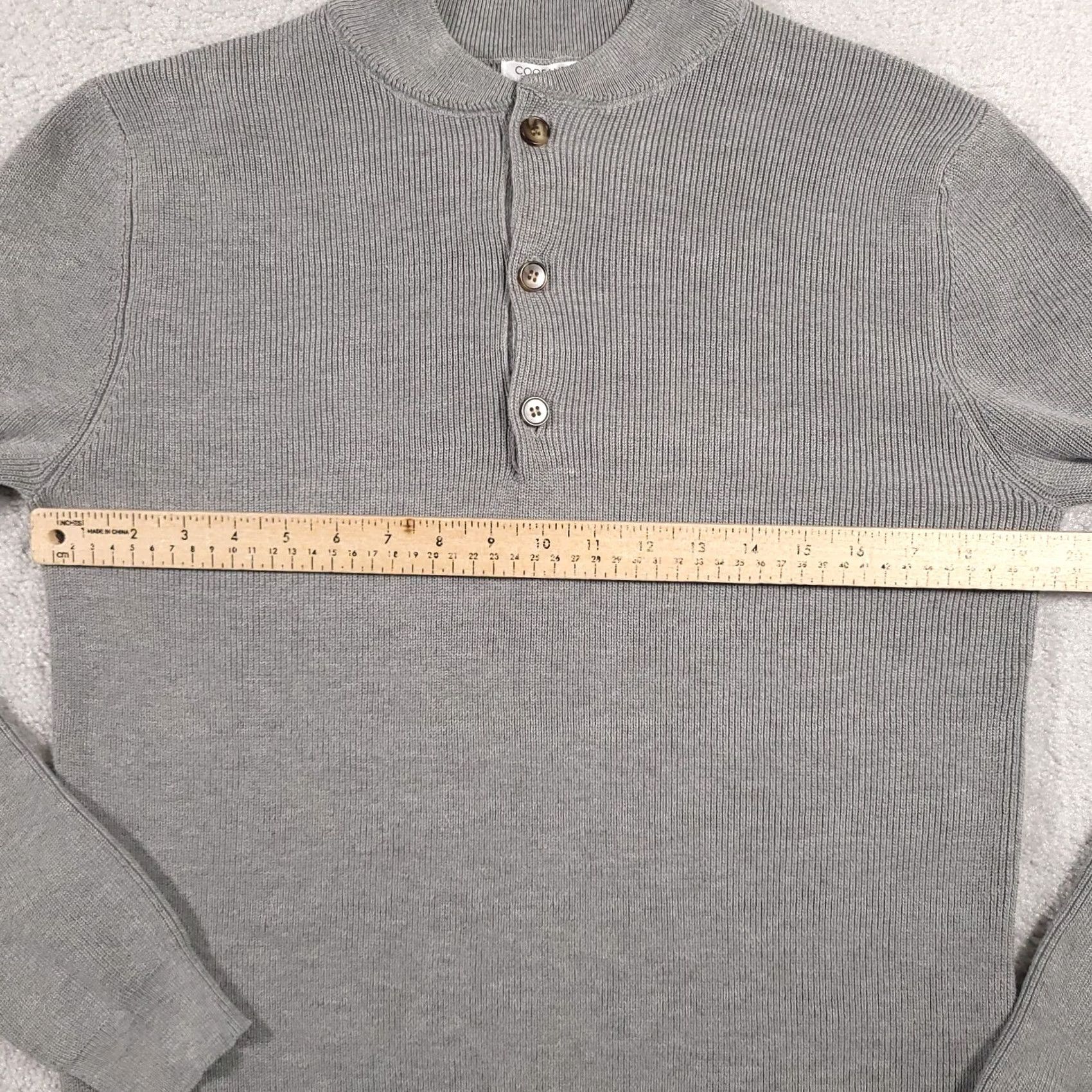 Vintage CooFandy Sweater Mens Medium Gray Ribbed 1/4 Button Long Sleeve Knit Men Slim M Gray Knit Pullover Christmas Snowflake Holiday Winter Mens Size US M / EU 48-50 / 2 - 6 Thumbnail