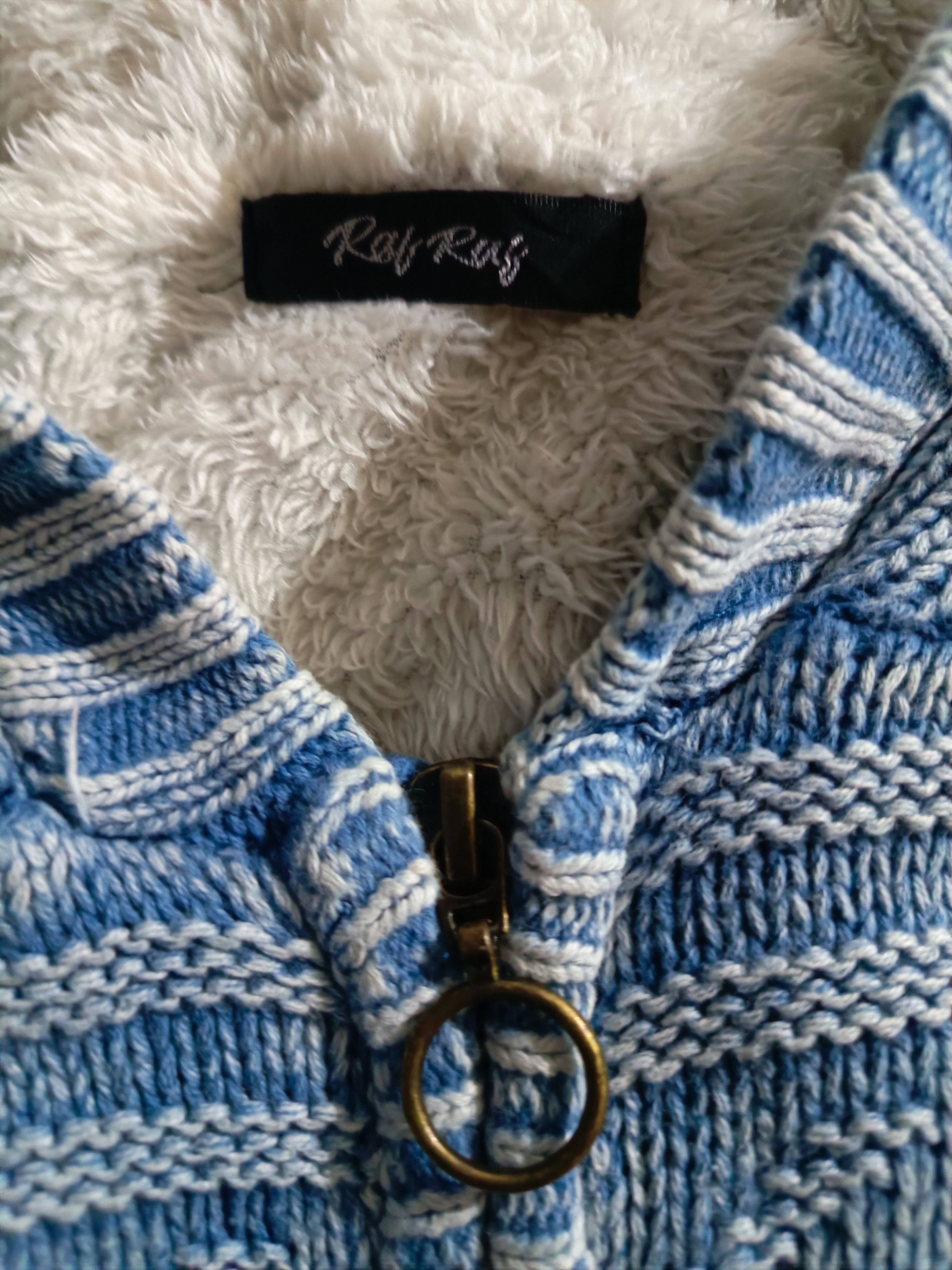 Japanese Brand Navajo Knit Indigo Flecce Hoodie Zip up Jacket Size US L / EU 52-54 / 3 - 6 Thumbnail