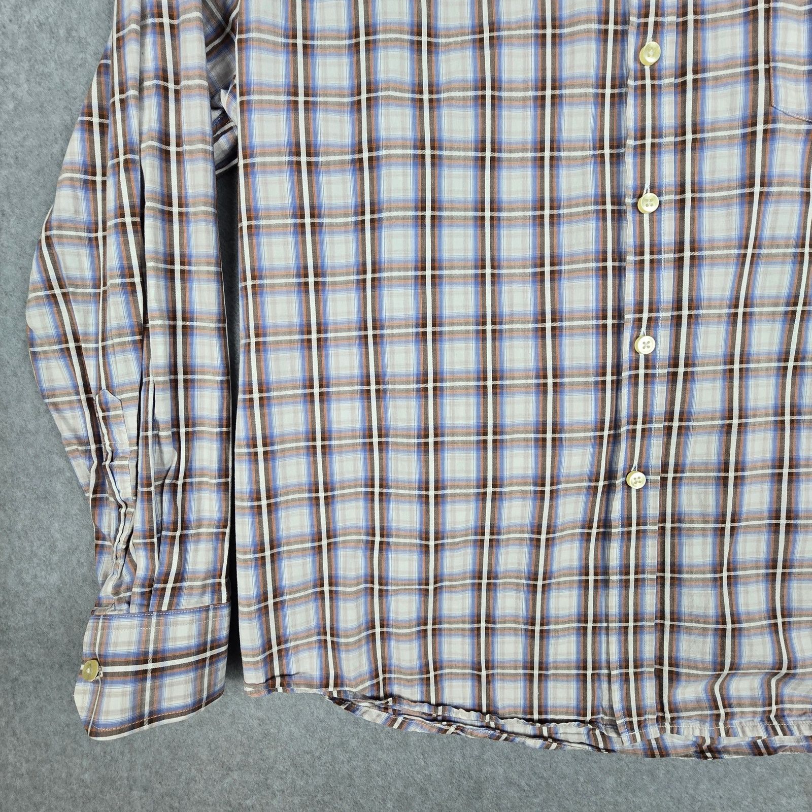 Pronto Uomo Pronto Uomo XL Long Slv Button Down Brown Blue Plaid Shirt Size US XL / EU 56 / 4 - 6 Thumbnail