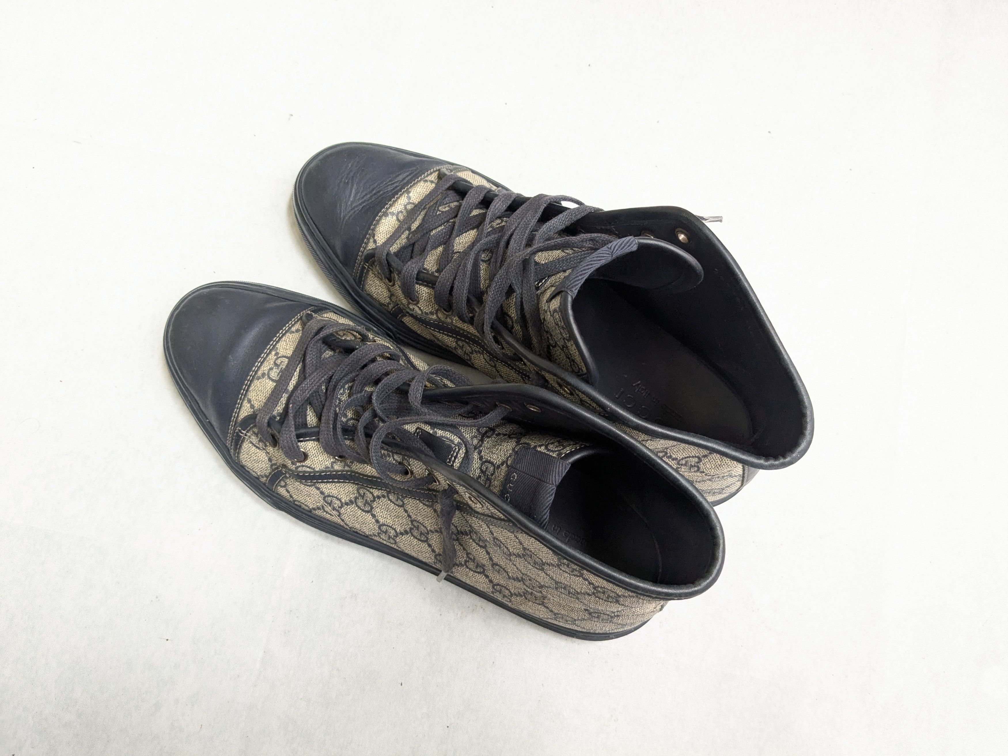 Gucci Gucci High Top Sneakers Blue Monogram 11 Leather GG Size US 11 / EU 44 - 15 Thumbnail