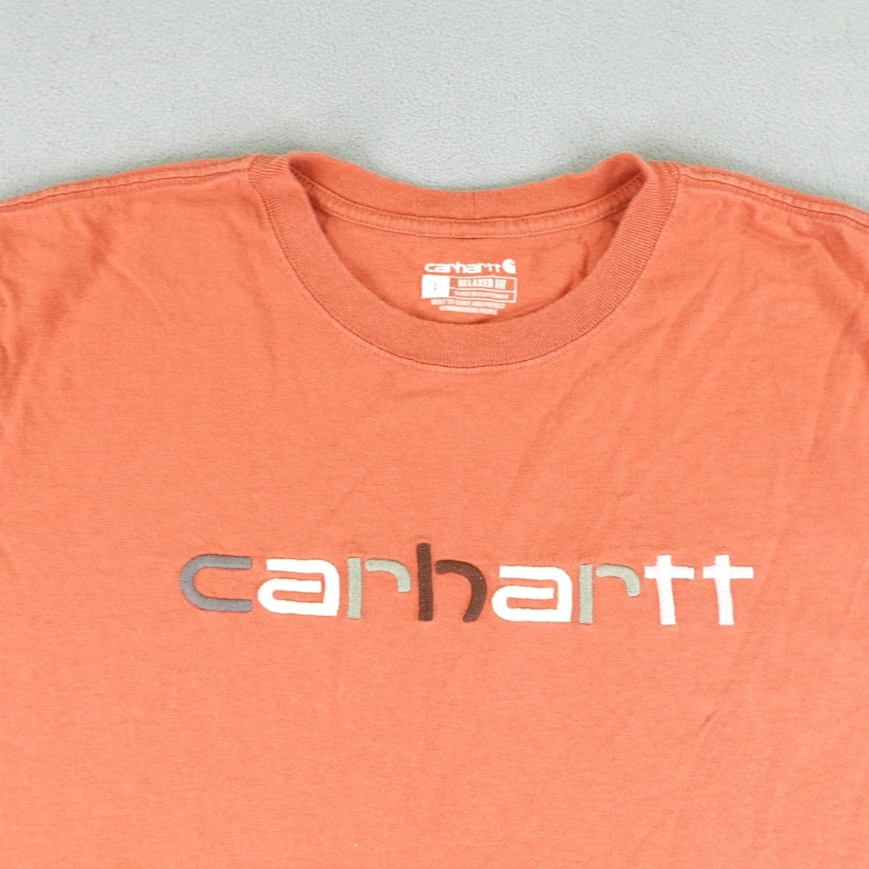 Carhartt VINTAGE Carhartt T-Shirt Mens Large Orange Graphic Logo Heavyweight Workwear Outdoor Size US L / EU 52-54 / 3 - 2 Thumbnail