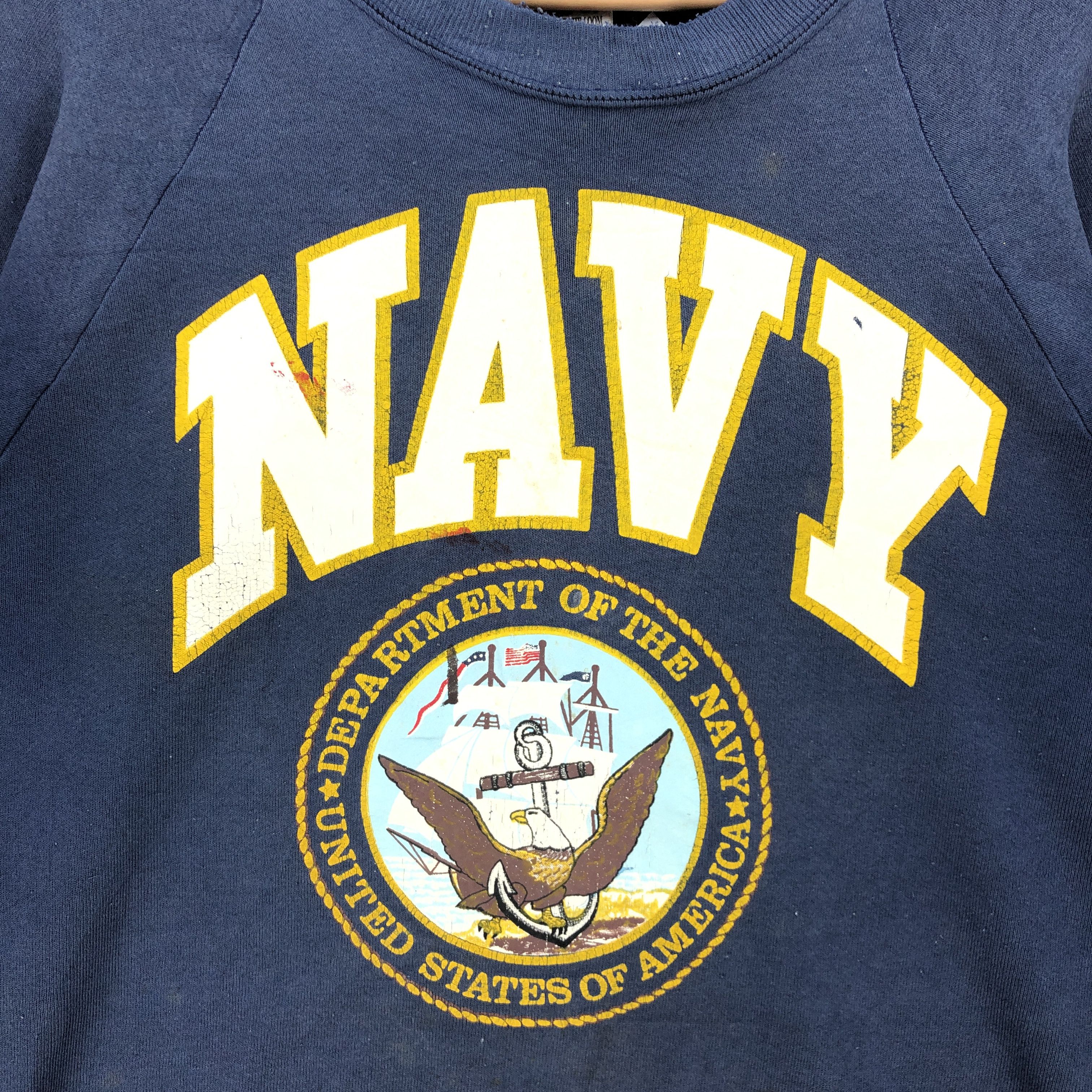Vintage Vintage 90's Navy Sweatshirt Navy USA Sweater Jumper Size US L / EU 52-54 / 3 - 3 Thumbnail
