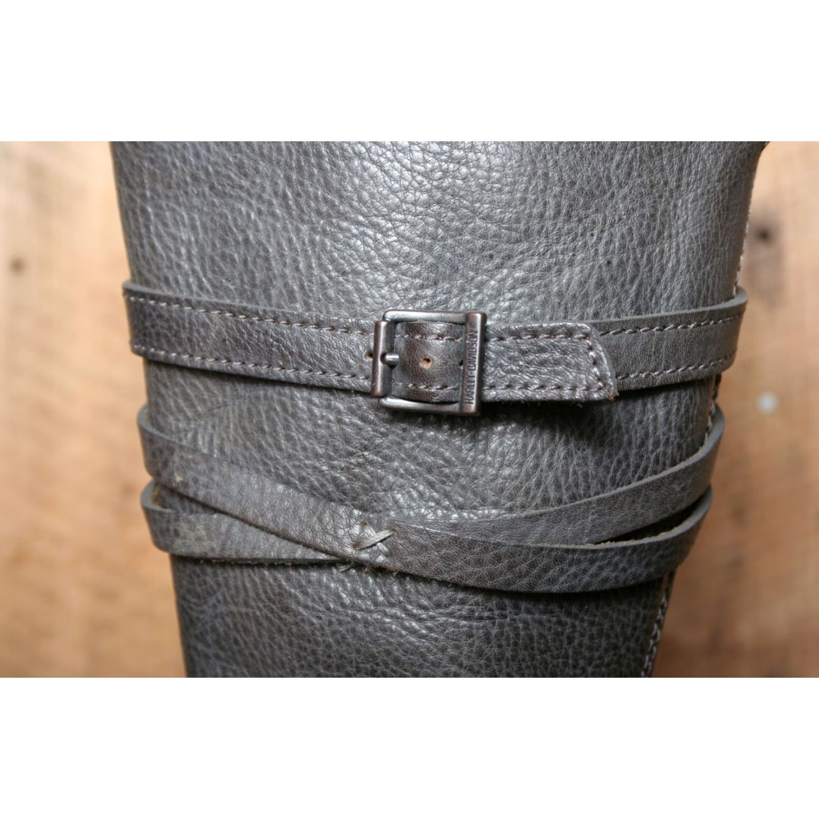 Harley Davidson HARLEY-DAVIDSON Cyndie Slate Gray Leather Knee High Buckle Strap Boots 6.5 M Womens Shoe Shaft Style Knee High Boot Size US 7 / IT 37 - 7 Thumbnail
