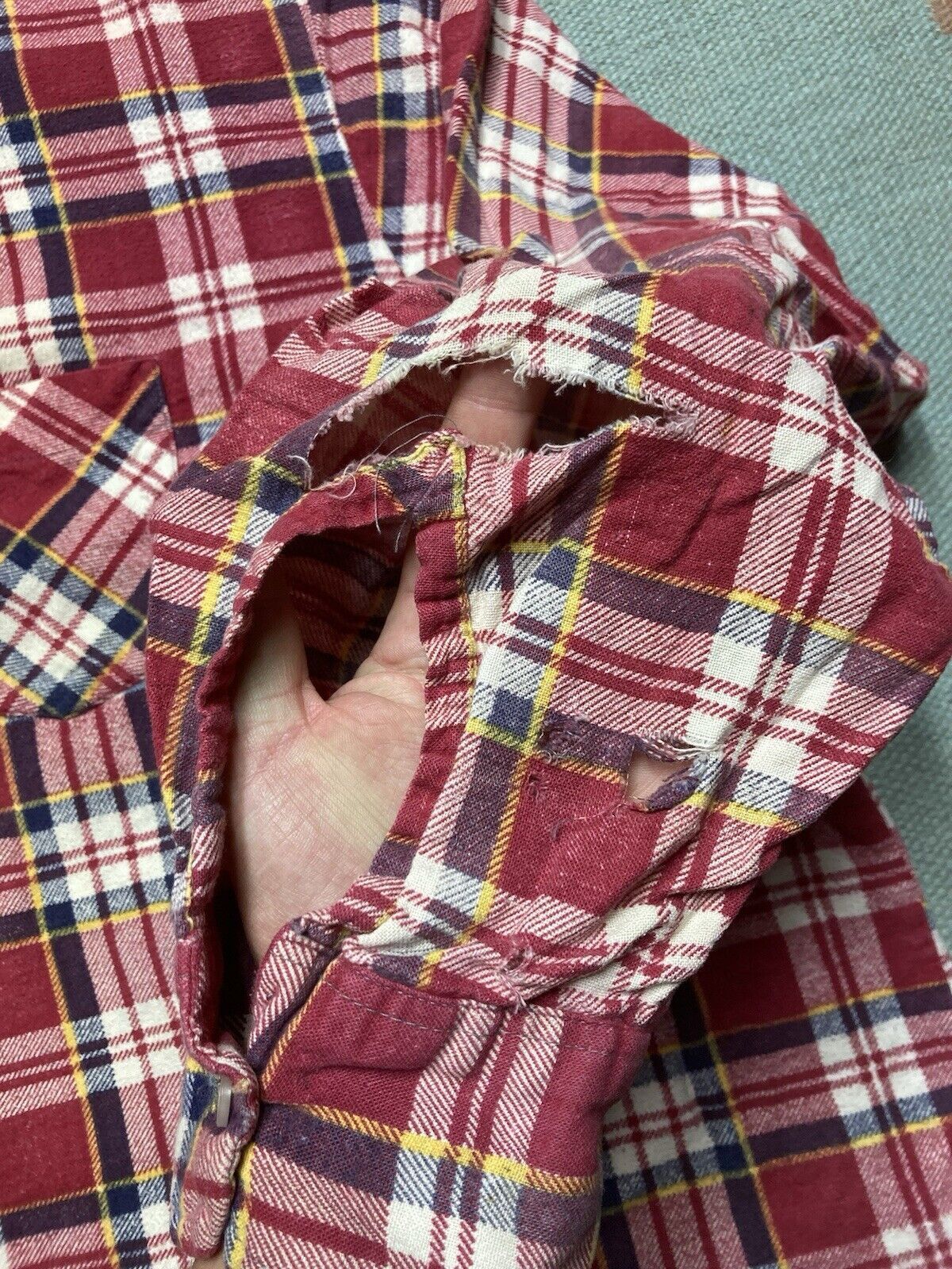 JCPenney × Vintage VTG 70s JCPenney flannel shirt plaid cotton distressed 3XL Size US XXL / EU 58 / 5 - 3 Thumbnail