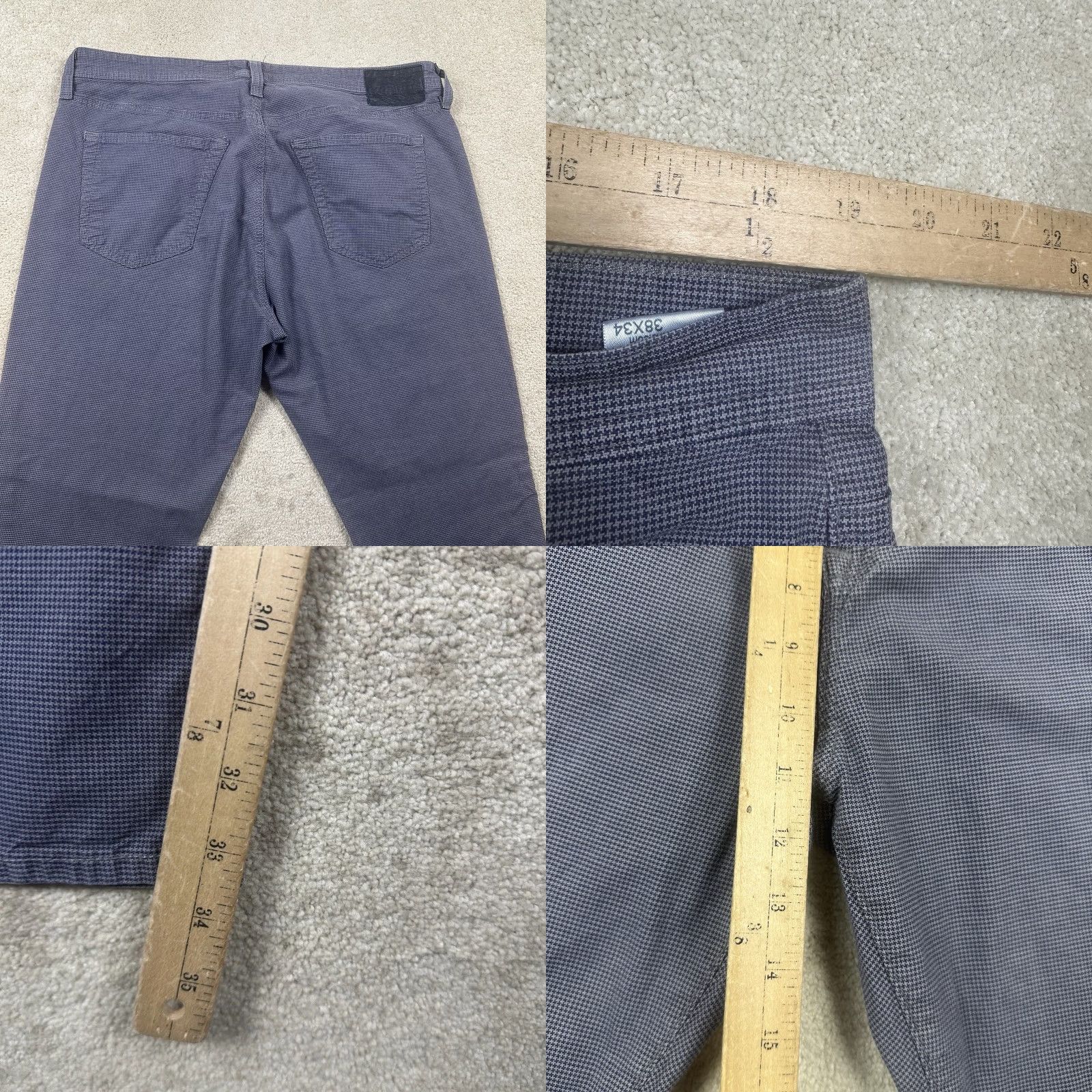 AG Adriano The Everett Slim Straight Jeans Mens 38x34 Purple Check