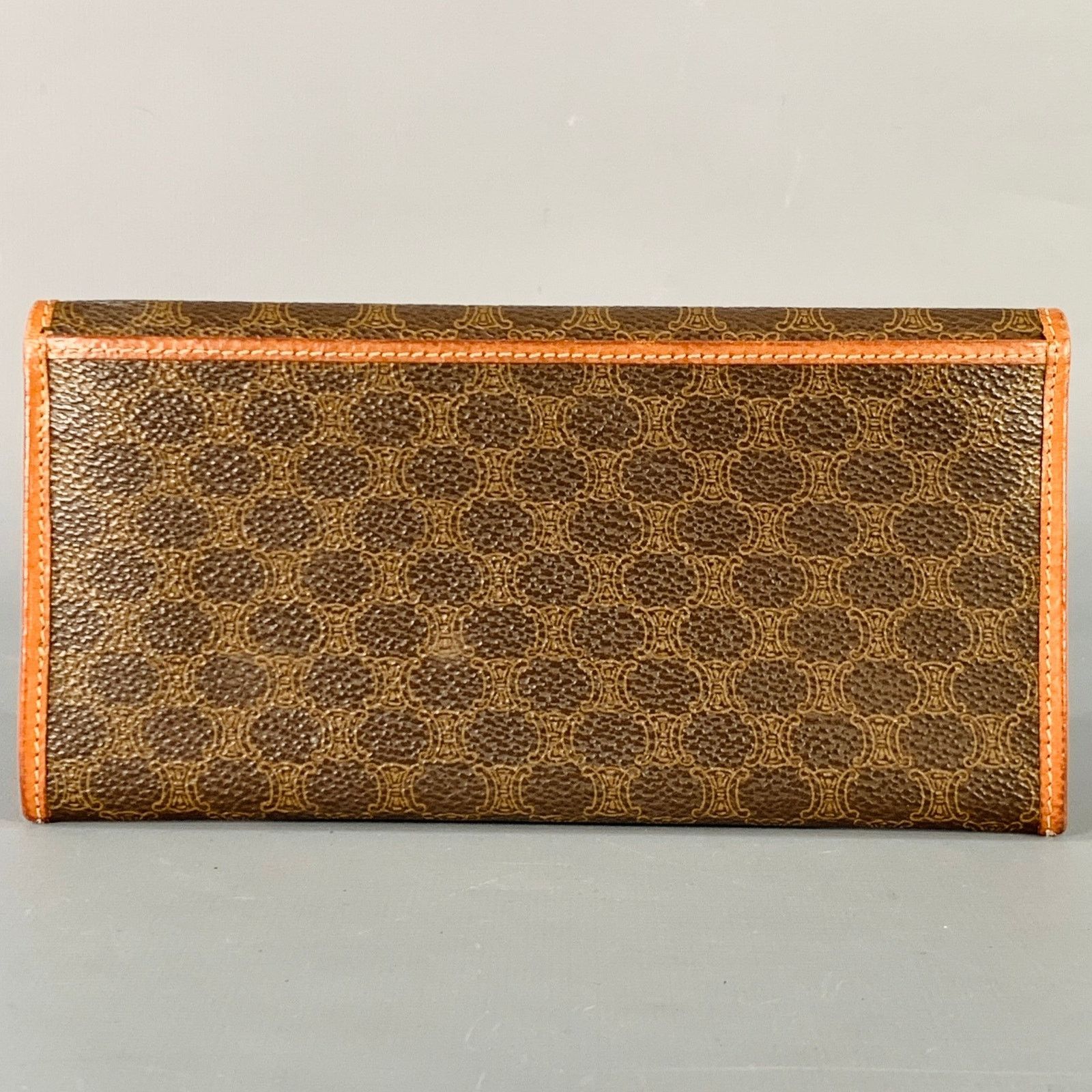 Celine CELINE Brown Tan Logo Coated Canvas Checkbook Wallet Size ONE SIZE - 3 Thumbnail