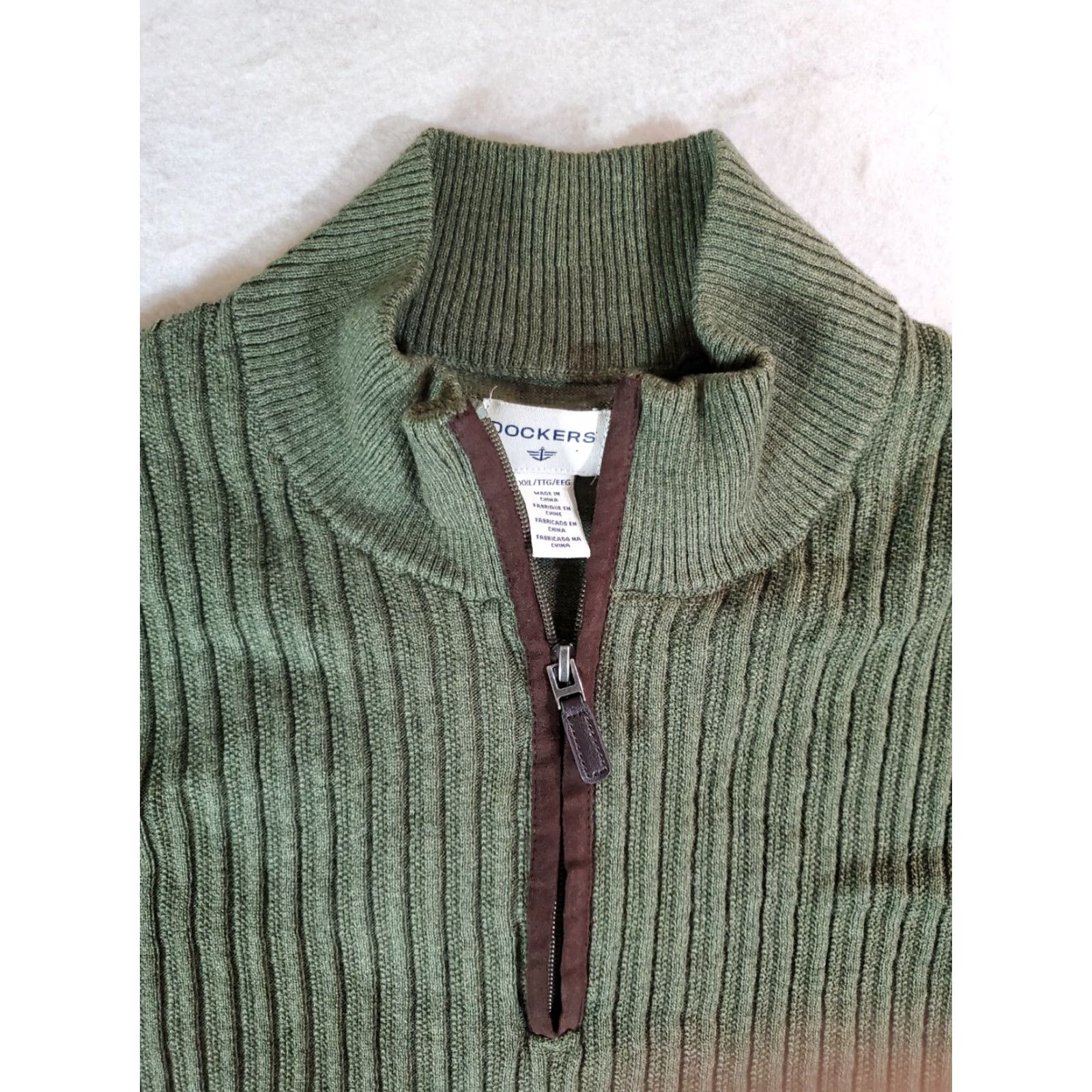 Dockers DOCKERS Signature Mock Neck 1/4 Zip Pullover Sweater Mens Sz 2XL Forest Green Shirt Size US XXL / EU 58 / 5 - 3 Thumbnail