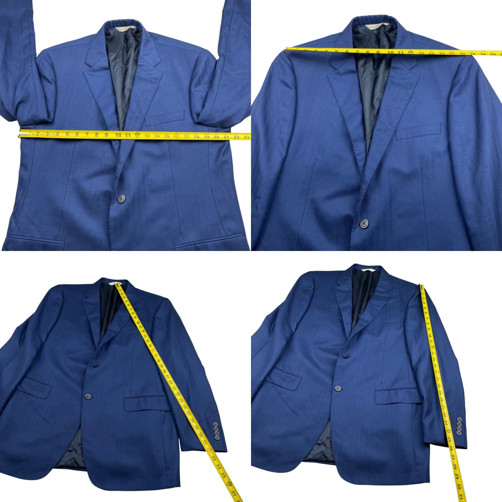 Vintage Samuelsohn Blazer Men 44L Blue Stripe Cashmere Silk 2-Button Notch Lapel Long Coat Jacket Size 44R - 8 Thumbnail