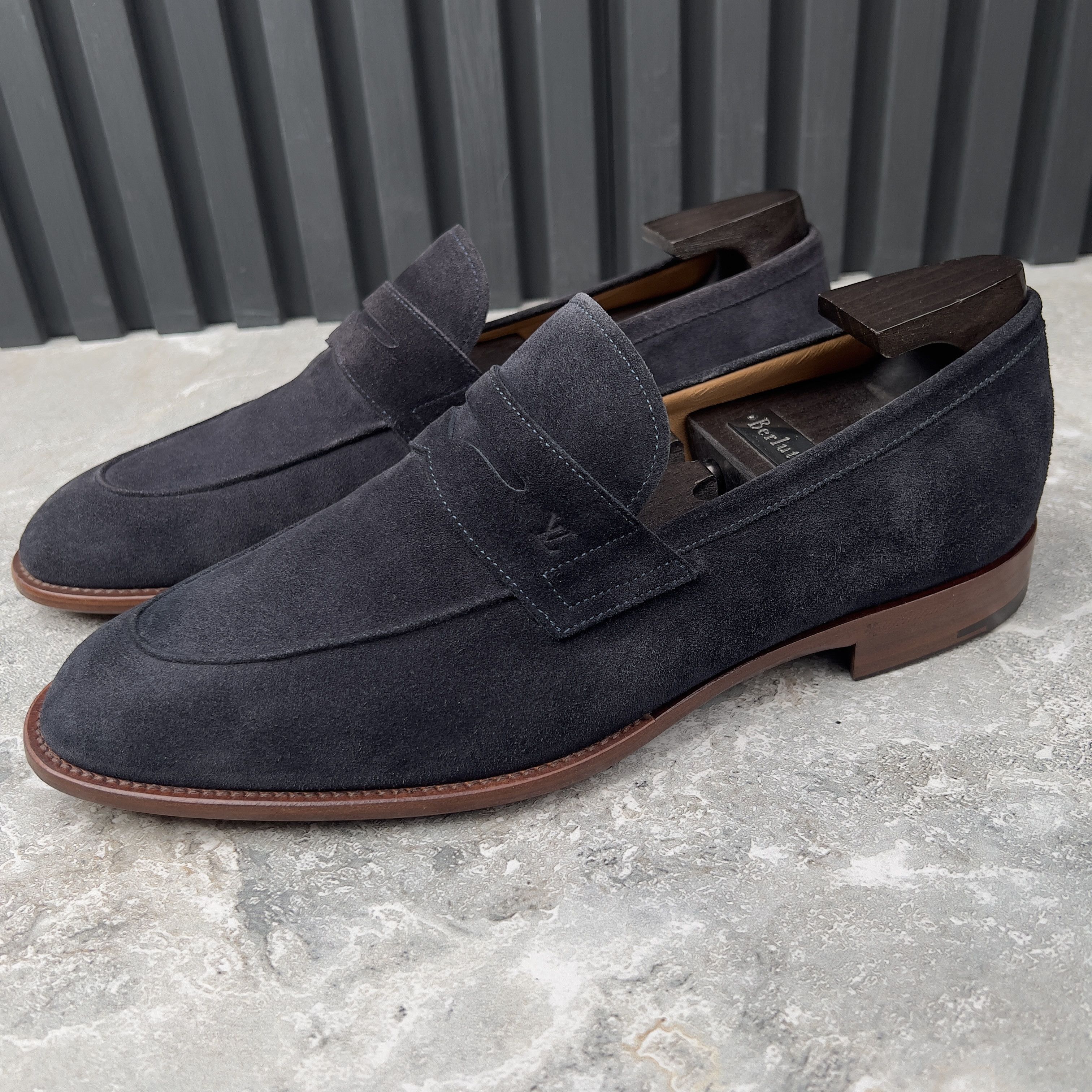 Louis Vuitton Kensington Loafers Penny Navy Blue Suede Size US 8.5 / EU 41-42 - 1 Thumbnail