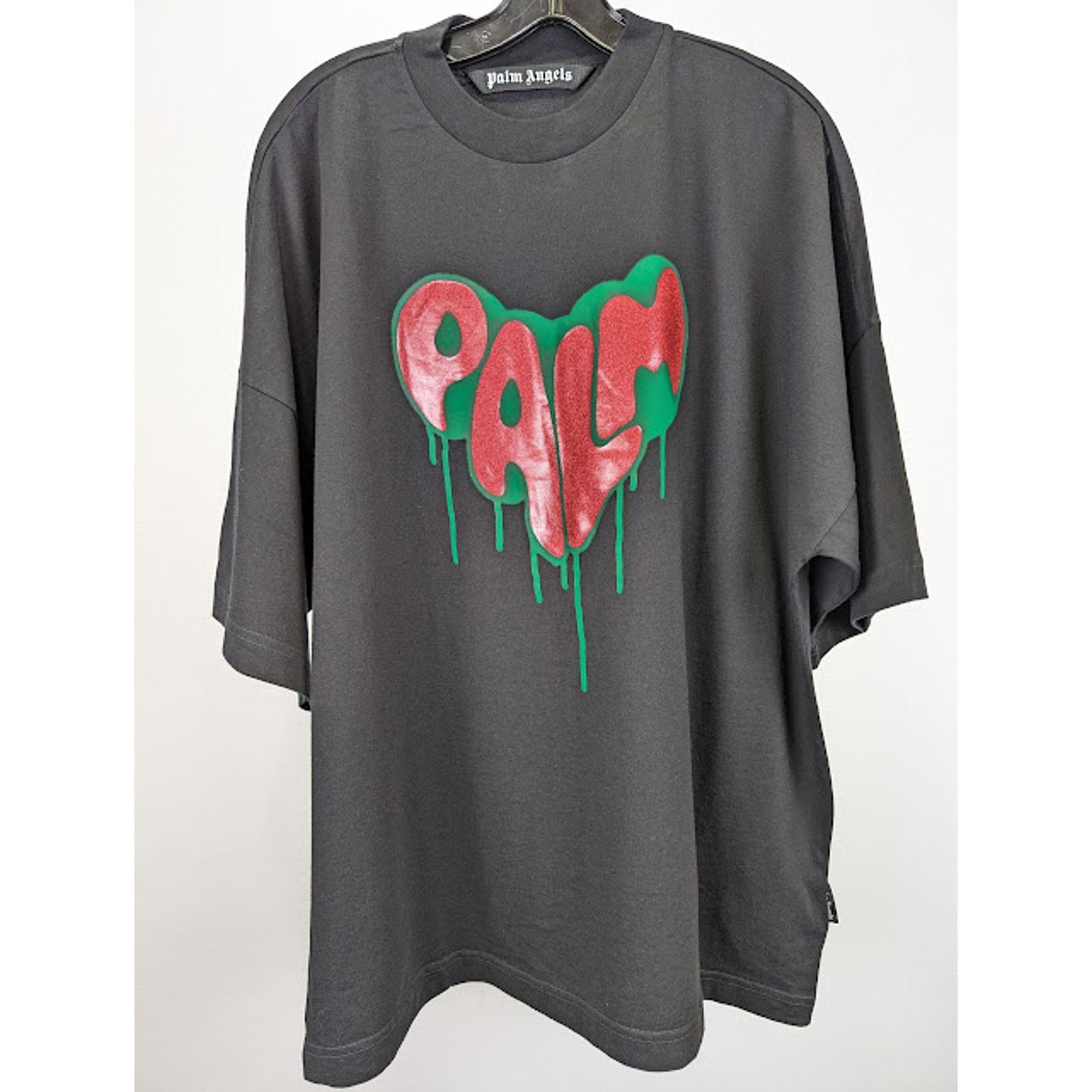 Palm Angels o1rshd1 Spray Heart Loose T-Shirt in Black / Fuchsia L Size US L / EU 52-54 / 3 - 2 Thumbnail
