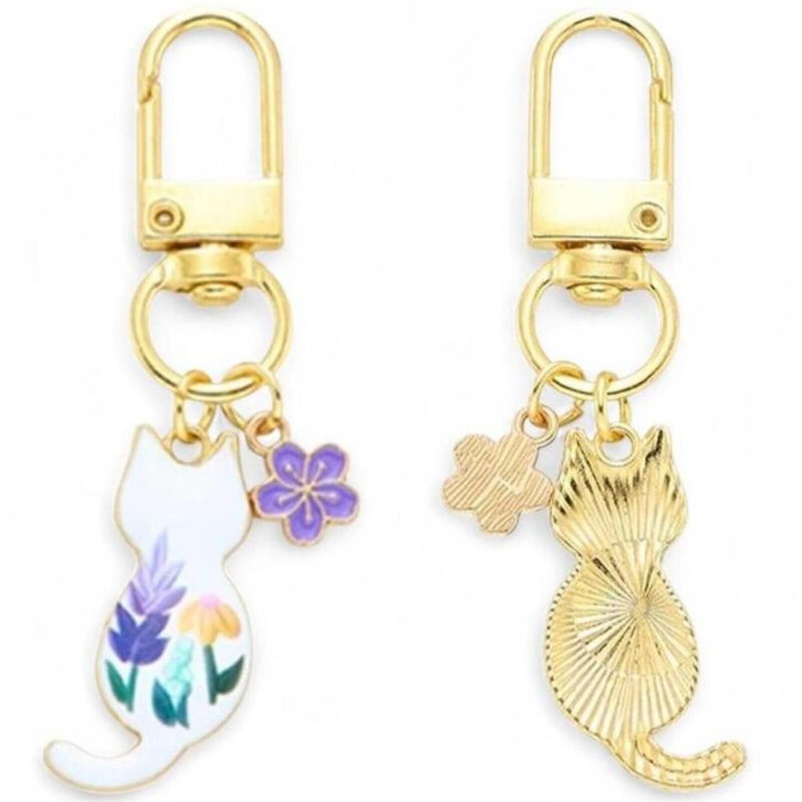 Other Cat Key Chain Purse Charm Women’s Gold Floral Animal Print Size ONE SIZE - 1 Thumbnail
