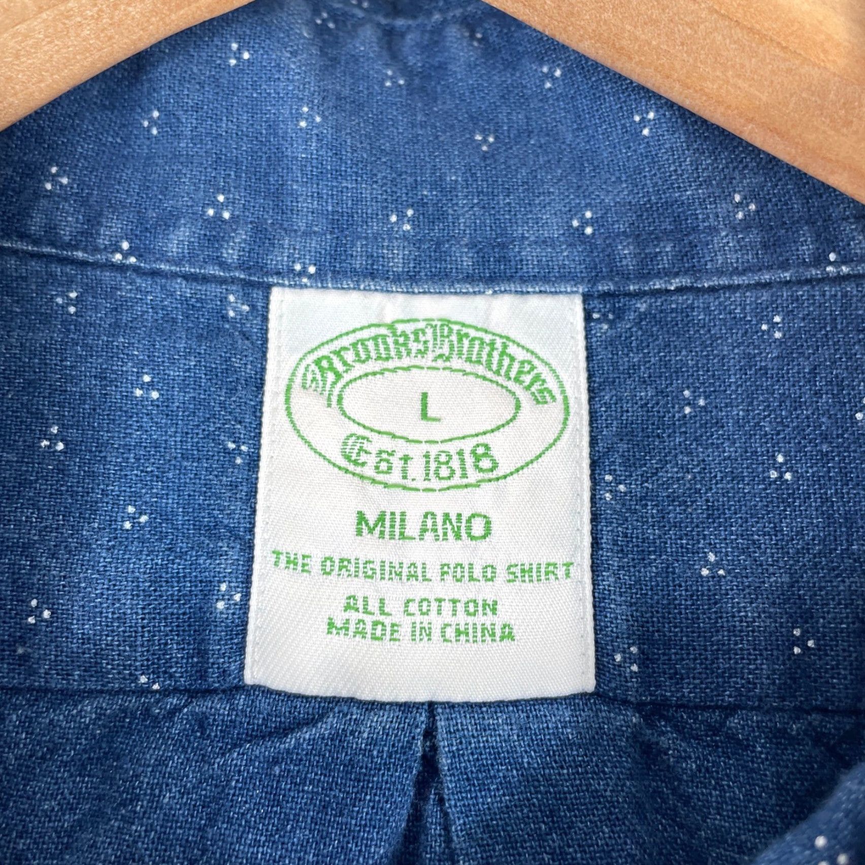 Brooks Brothers Brooks Brothers Milano Button Down Shirt Mens L Blue Denim Casual Slim Wool? (Note: The material is Cotton. Re-evaluate) Size US L / EU 52-54 / 3 - 4 Thumbnail
