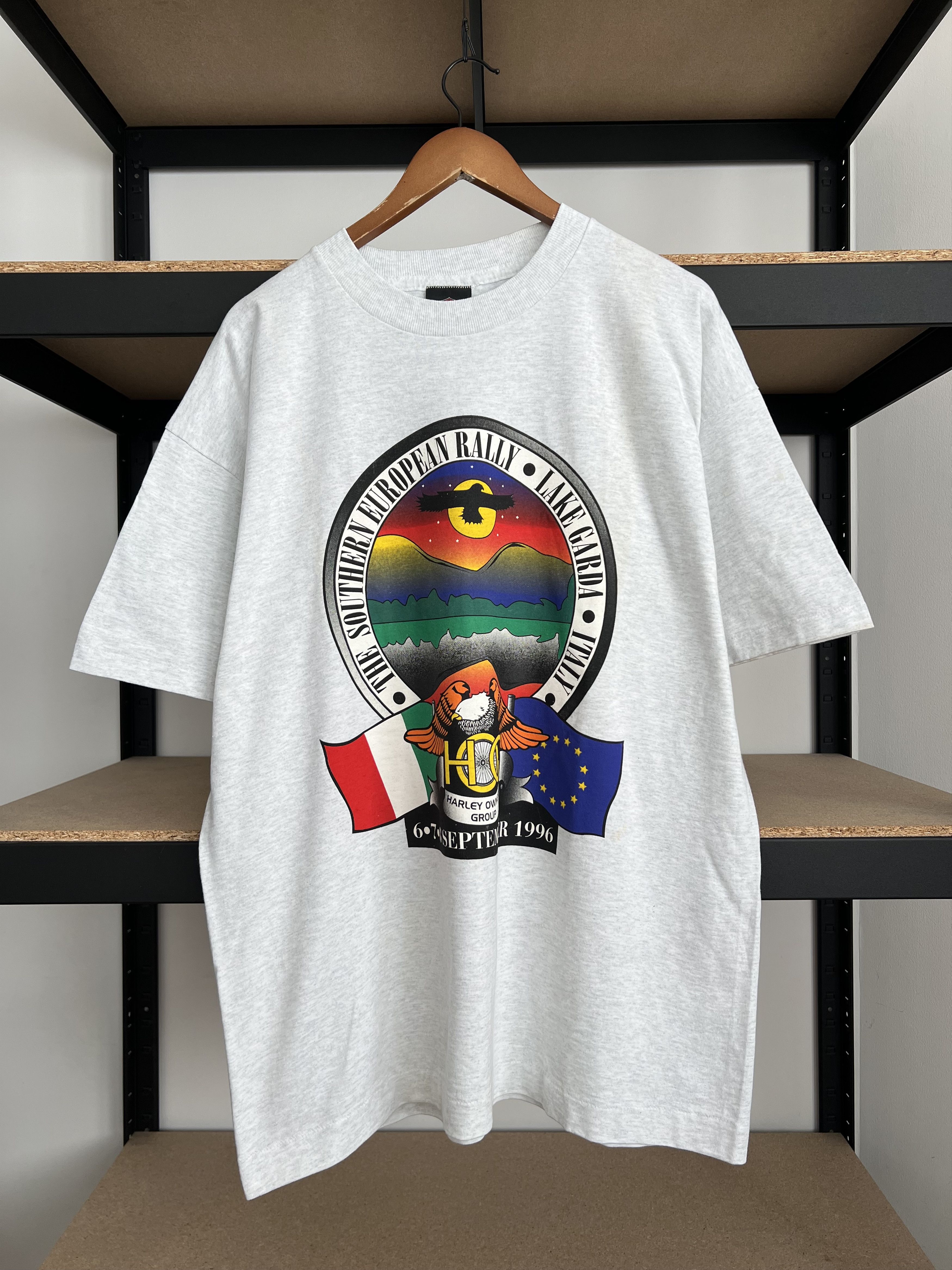 Vintage 1996 Harley Davidson Rally Eagle Gray T-shirt