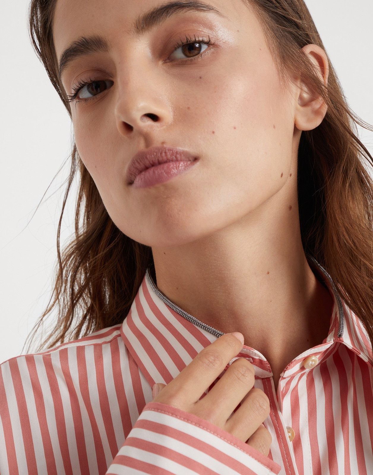 Brunello Cucinelli o1la1rc1a0425 Blouse in White & Peach Size M / US 6-8 / IT 42-44 - 3 Thumbnail