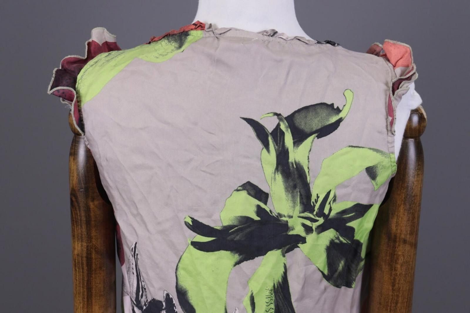 Designer Miss Sixty Gray Floral Sleeveless Summer Tunic Dress S Size S / US 4 / IT 40 - 11 Thumbnail