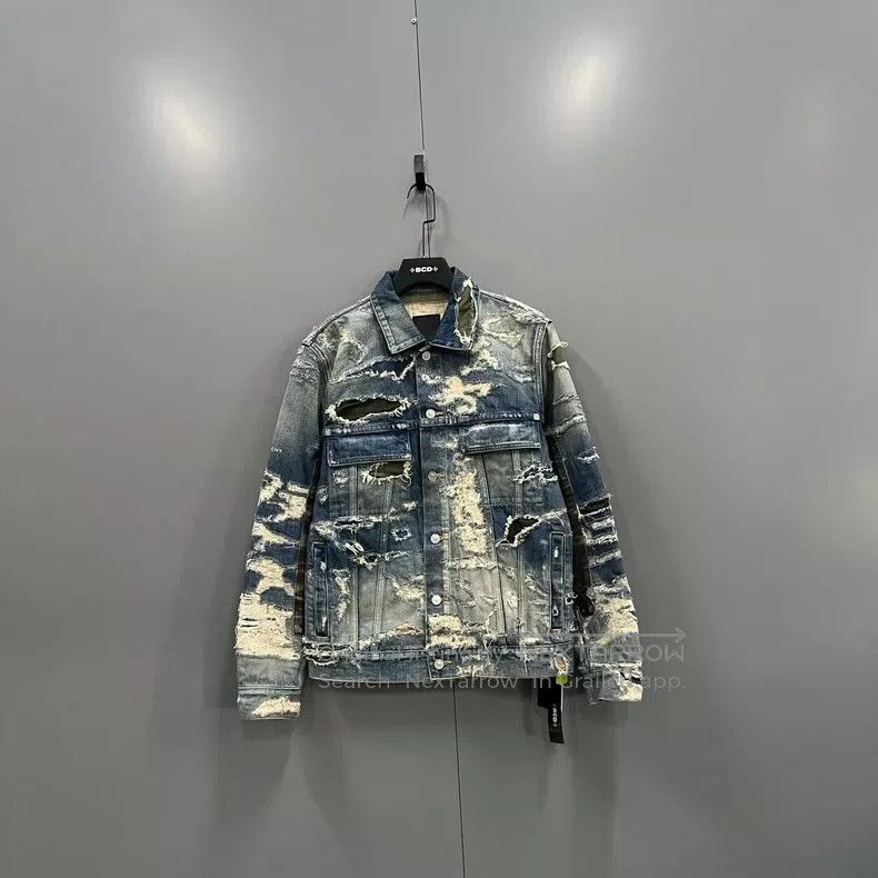 Givenchy Givenchy Distressed Washed Denim Jacket Size M Size US M / EU 48-50 / 2 - 1 Thumbnail