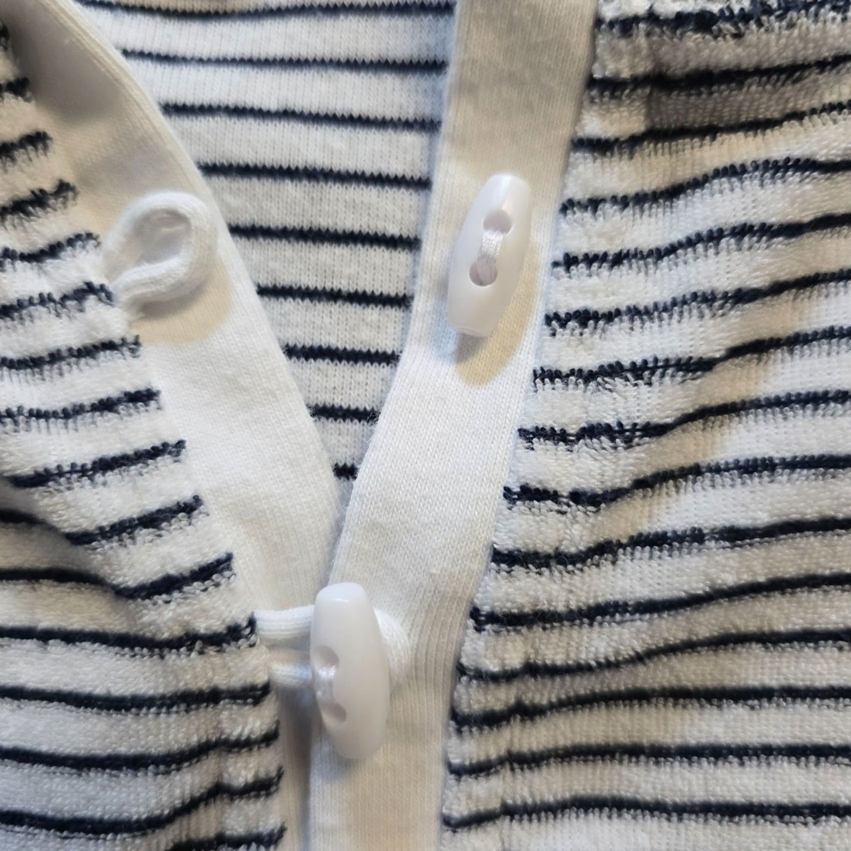 J. Jill J. Jill Top Hoodie Womens Size M White Black Striped Terry Cloth Hooded Casual Fit Shirt Size M / US 6-8 / IT 42-44 - 4 Thumbnail