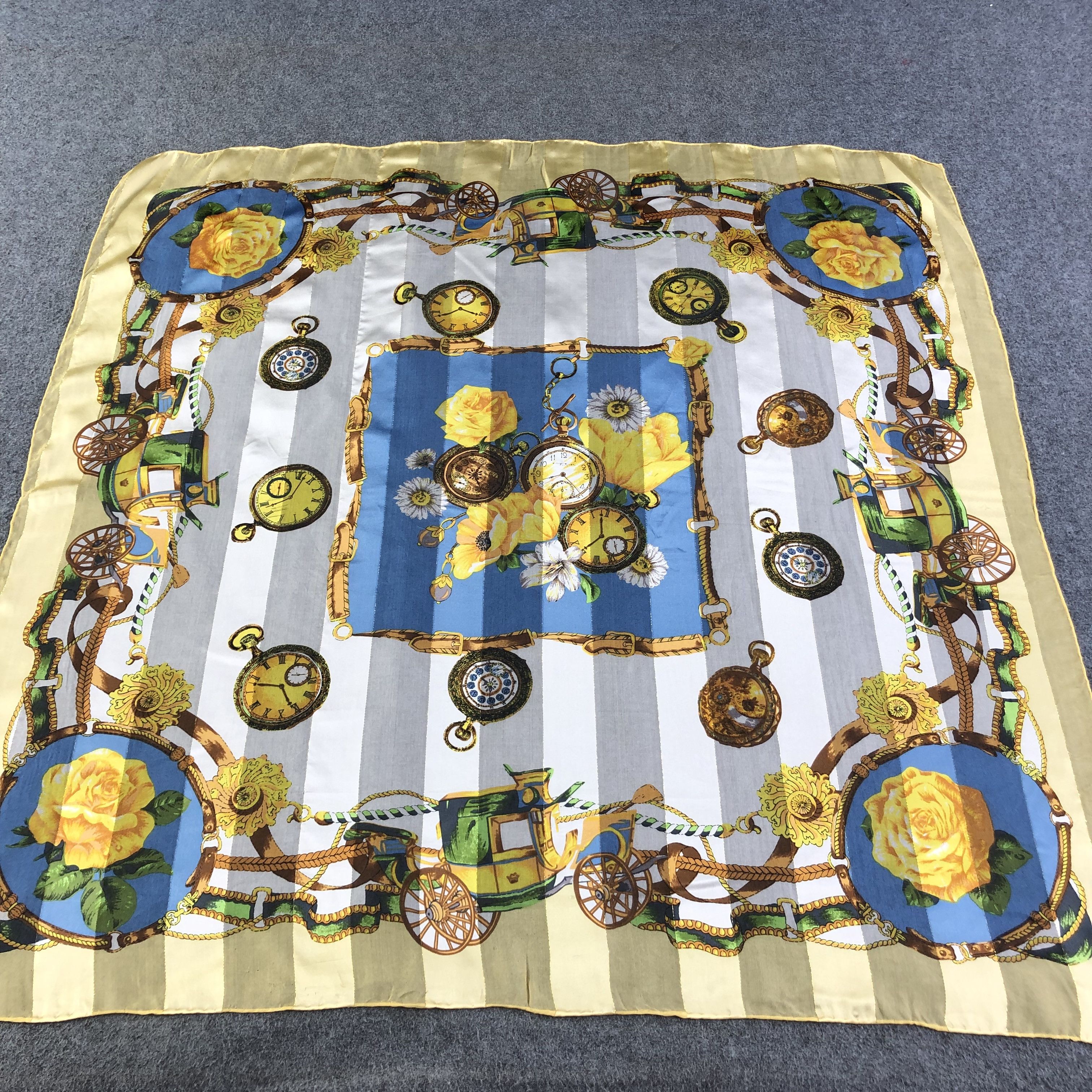 Vintage Vintage Luxury Pocket Watches Hand Rolled Silk Scarf M624 Size ONE SIZE - 1 Thumbnail
