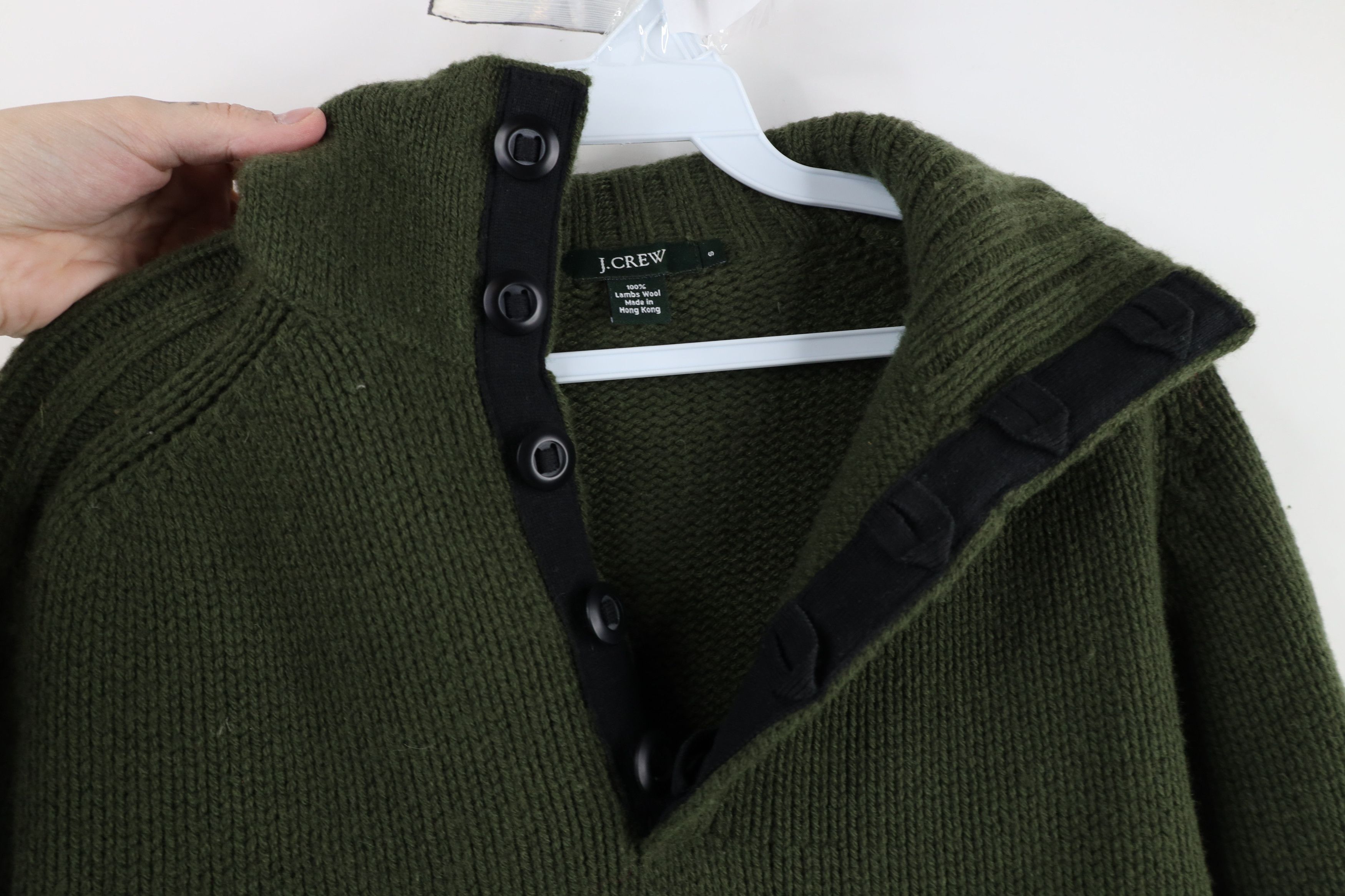 J.Crew × Vintage Vintage J Crew Chunky Knit Lambswool Henley Sweater Green Size US S / EU 44-46 / 1 - 5 Thumbnail