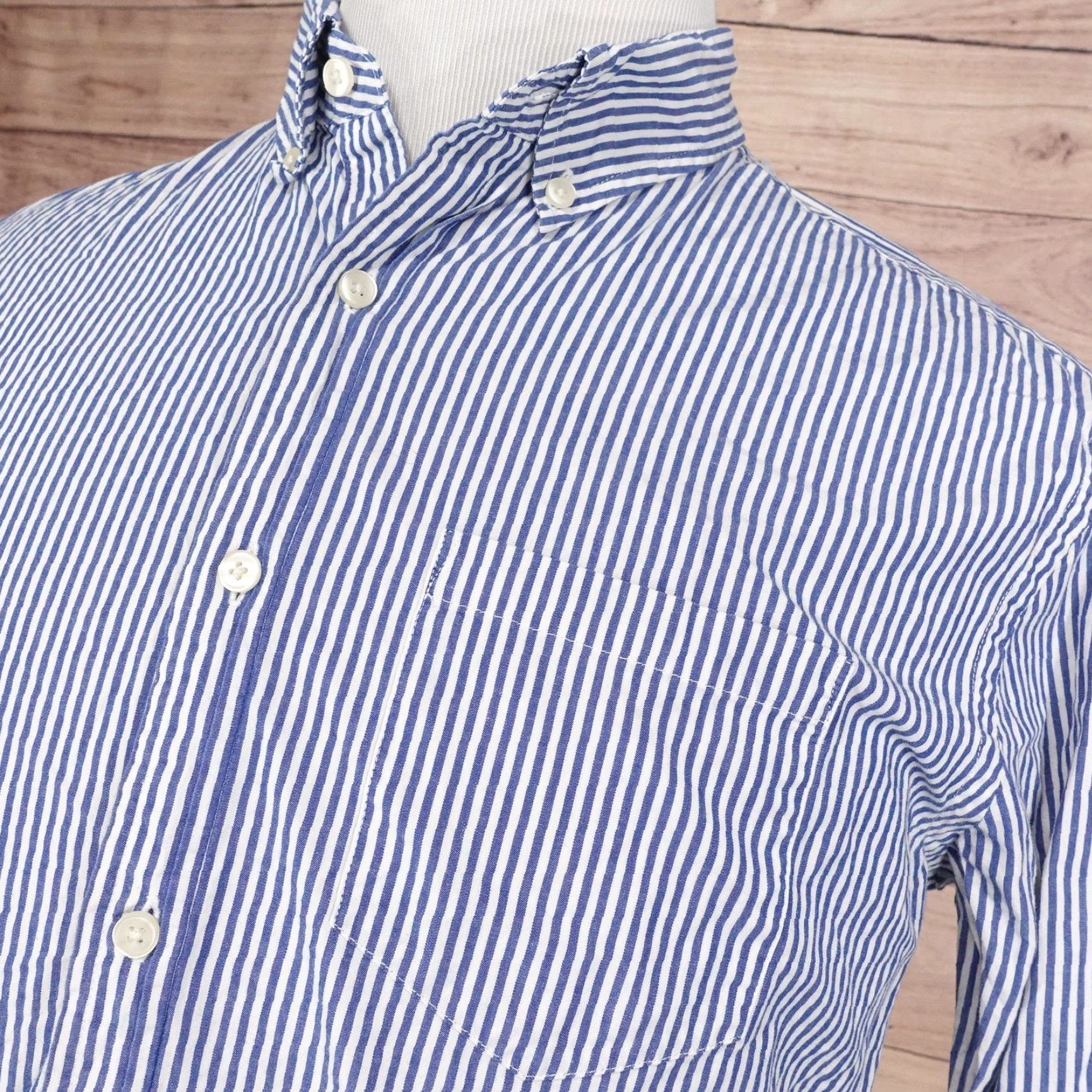 American Eagle Outfitters American Eagle Shirt Mens Large Blue Stripe Long Sleeve Button Down Athletic Fit Size US L / EU 52-54 / 3 - 2 Thumbnail