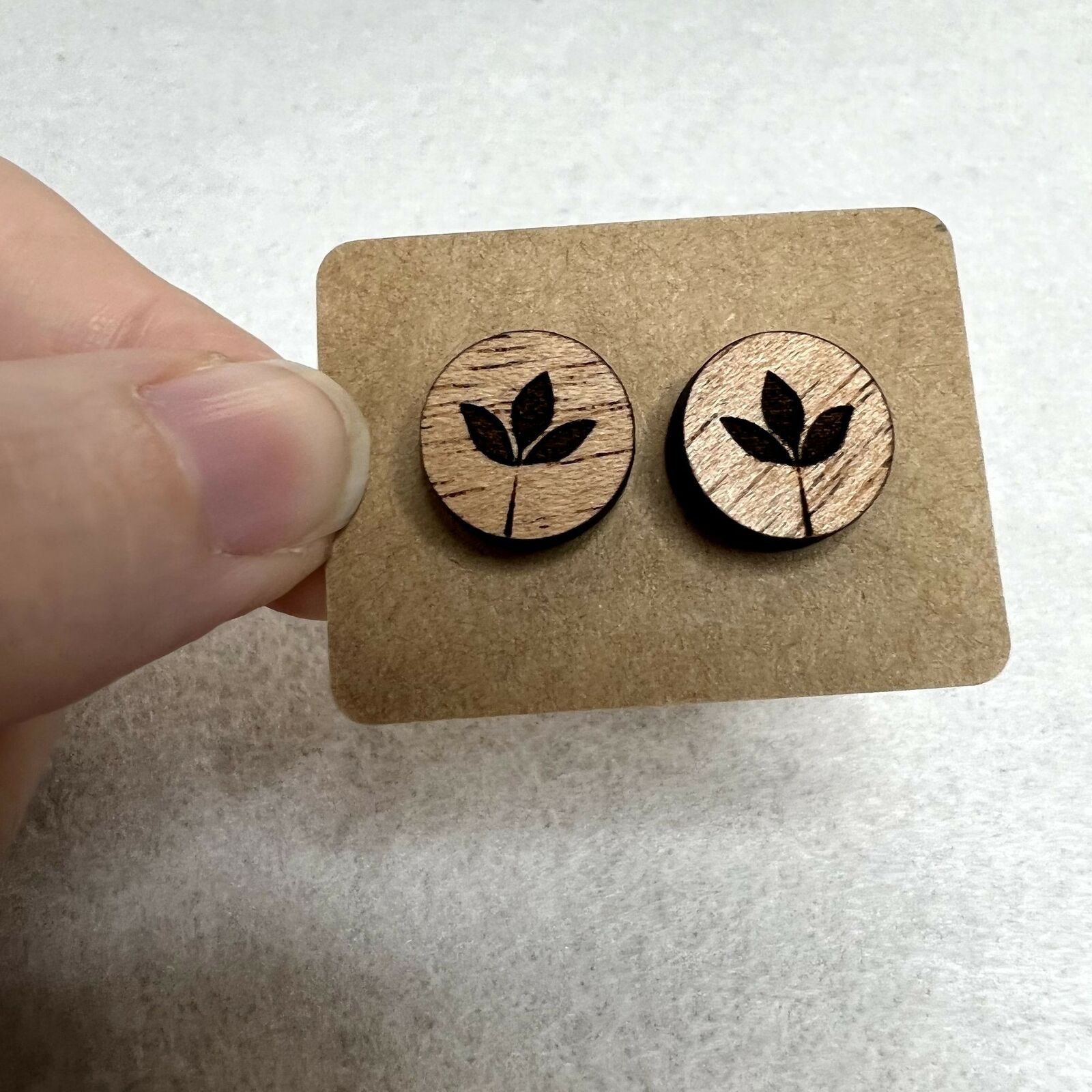 Handmade 3 Pack Wooden Engraved Stud Earrings Size ONE SIZE - 3 Thumbnail