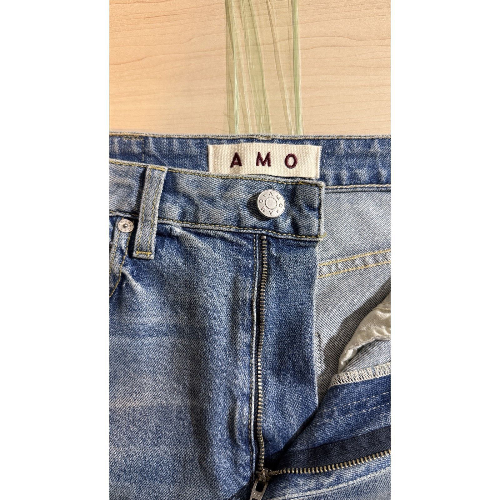AMO AMO High Rise Kick Crop Jeans Womens 29 Blue Raw Hem 27 Inse Size 27" / US 4 / IT 40 - 6 Thumbnail
