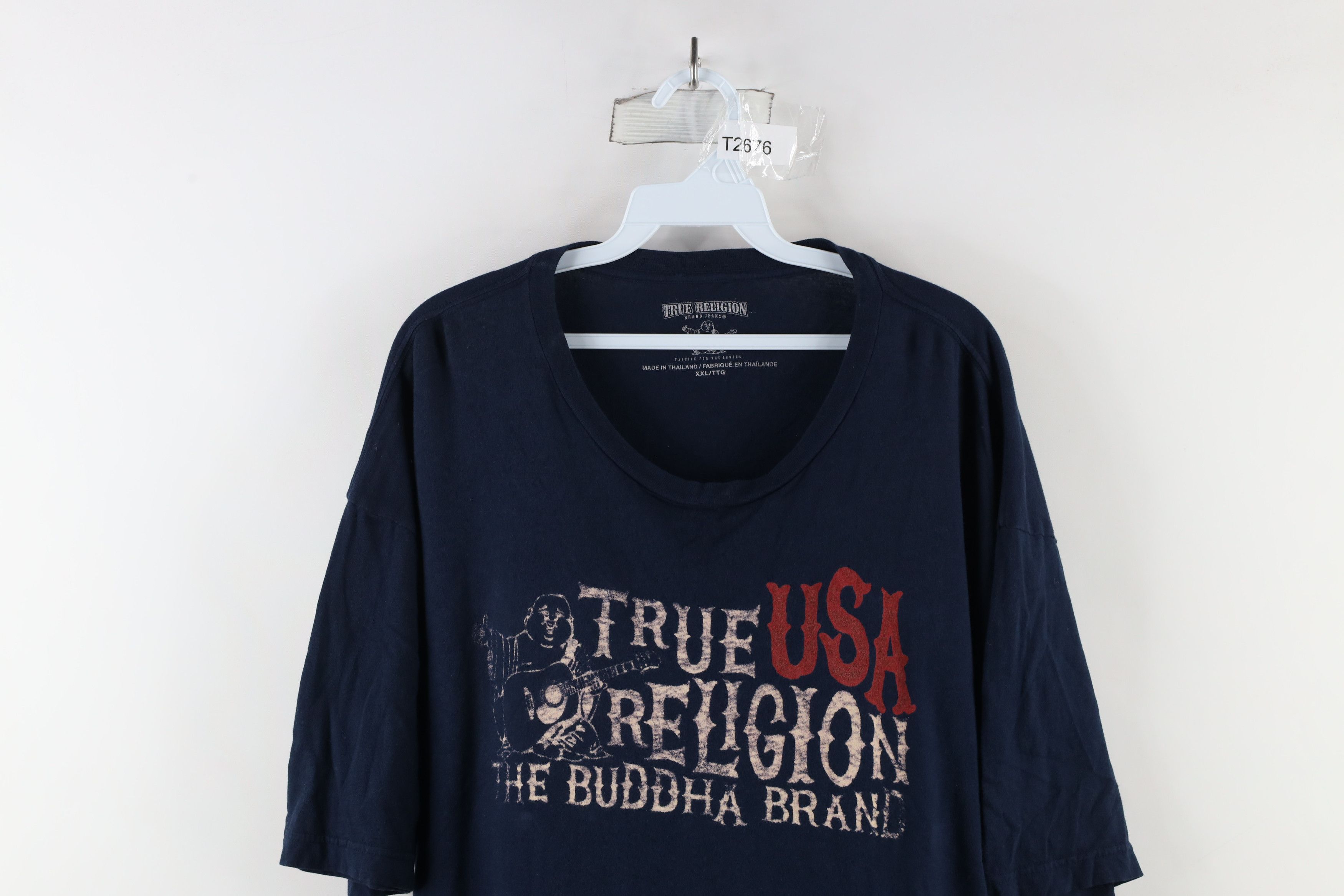 True Religion × Vintage True Religion Out Buddha Short Sleeve T-Shirt Navy Blue Size US XXL / EU 58 / 5 - 2 Thumbnail