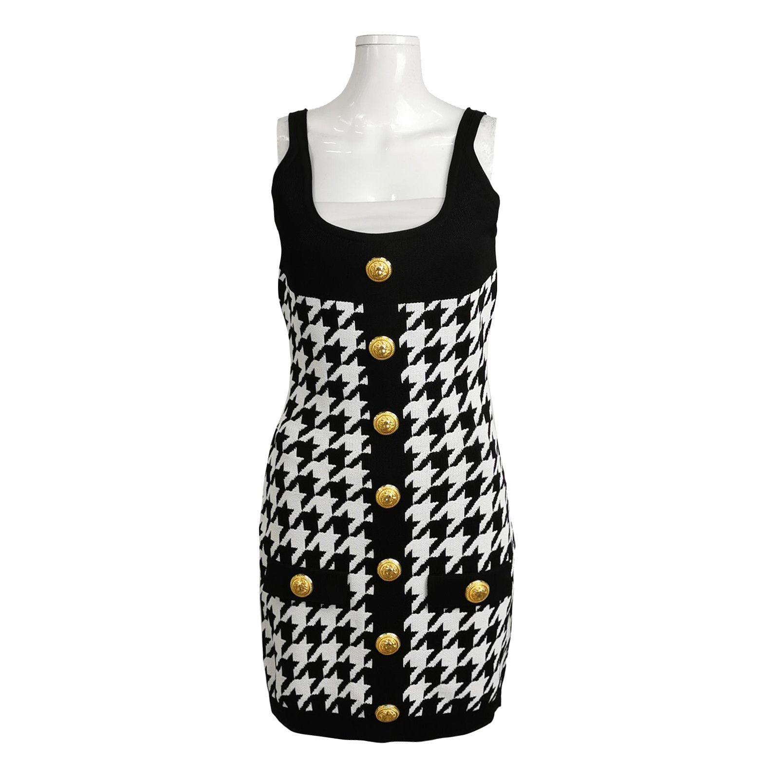 Balmain Balmain Houndstooth Button Mini Dress Size 38 Size S / US 4 / IT 40 - 1 Thumbnail