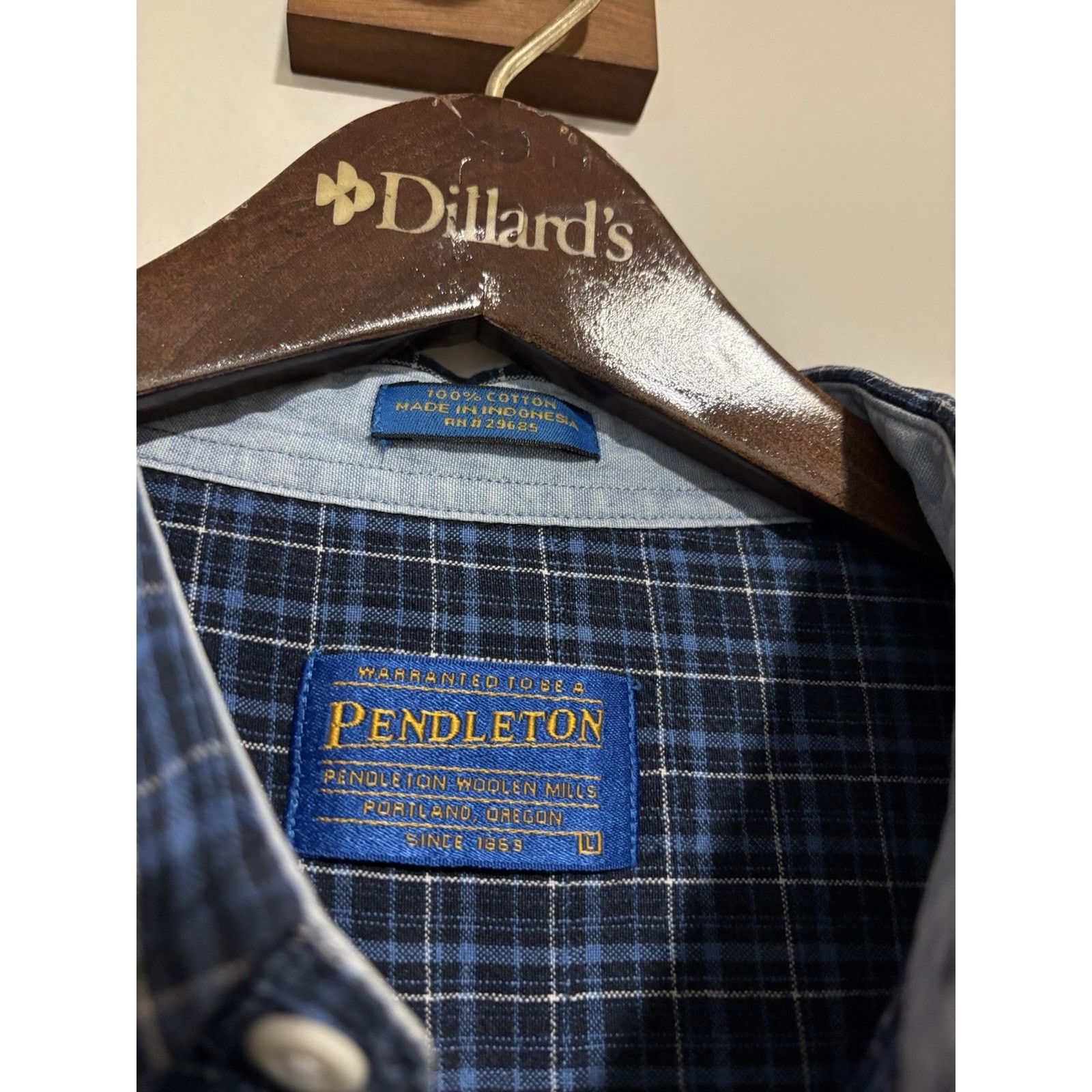 Pendleton Pendleton Button Down SS Shirt Mens L Blue Plaid Preppy Size US L / EU 52-54 / 3 - 6 Thumbnail