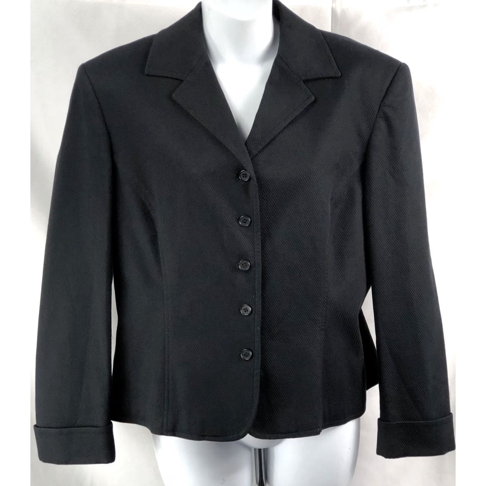 Jones New York Jones NY blazer jacket 14 black button front notch collar Long Sleeve Lined Women Blazer 14 Black Career Office Workwear Formal Vintage: No Size XL / US 12-14 / IT 48-50 - 6 Thumbnail