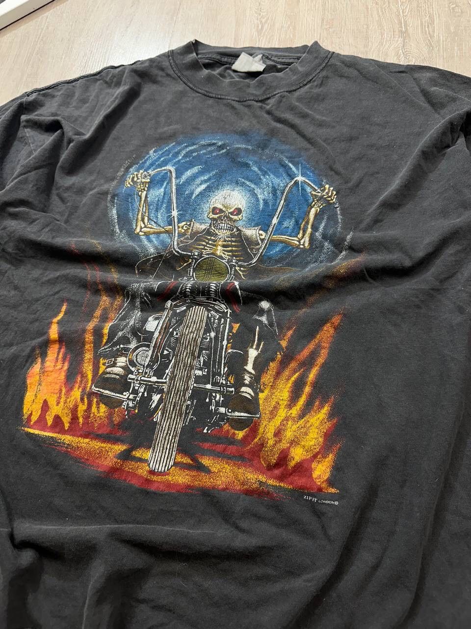 Vintage Vintage RARE Faire Skeleton Biker Tee T Shirt Size US L / EU 52-54 / 3 - 4 Thumbnail