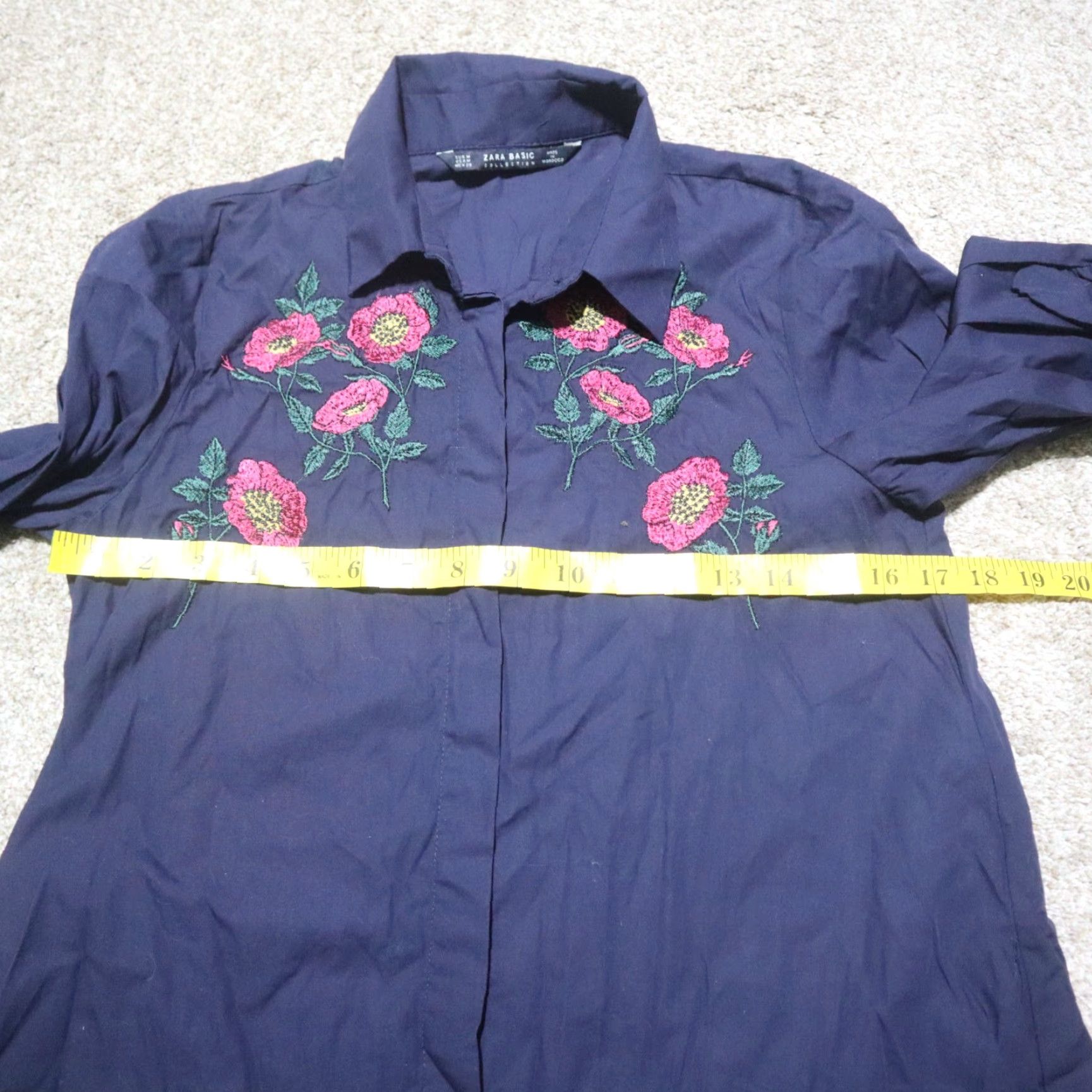 Zara Vintage Zara Women's Long Sleeve Floral Crew Neck Pullover Shirt Medium Blue Size M / US 6-8 / IT 42-44 - 6 Thumbnail