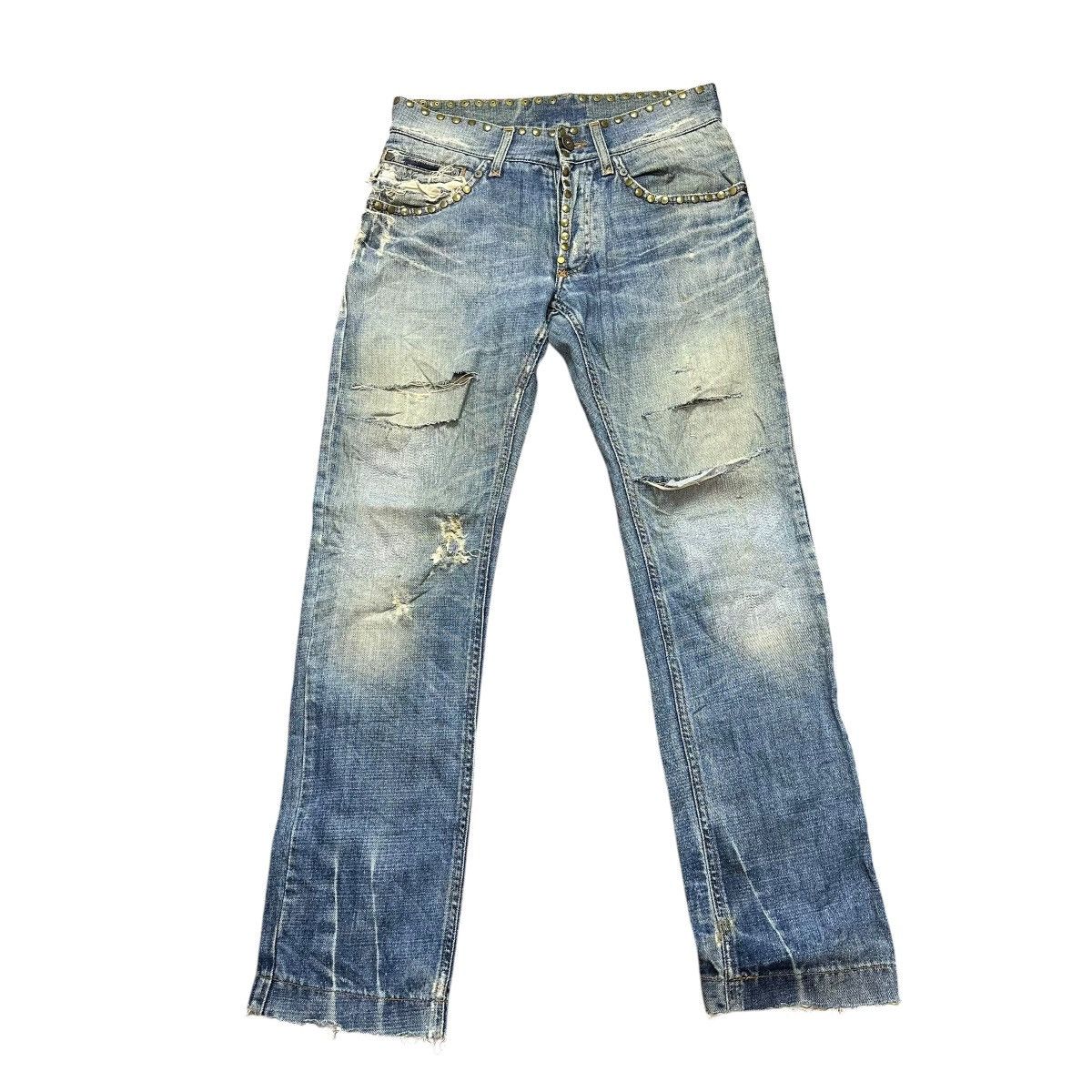 Dolce & Gabbana D&G Dolce & Gabbana Studded Distressed Denim Jeans Italy Size US 31 - 1 Thumbnail