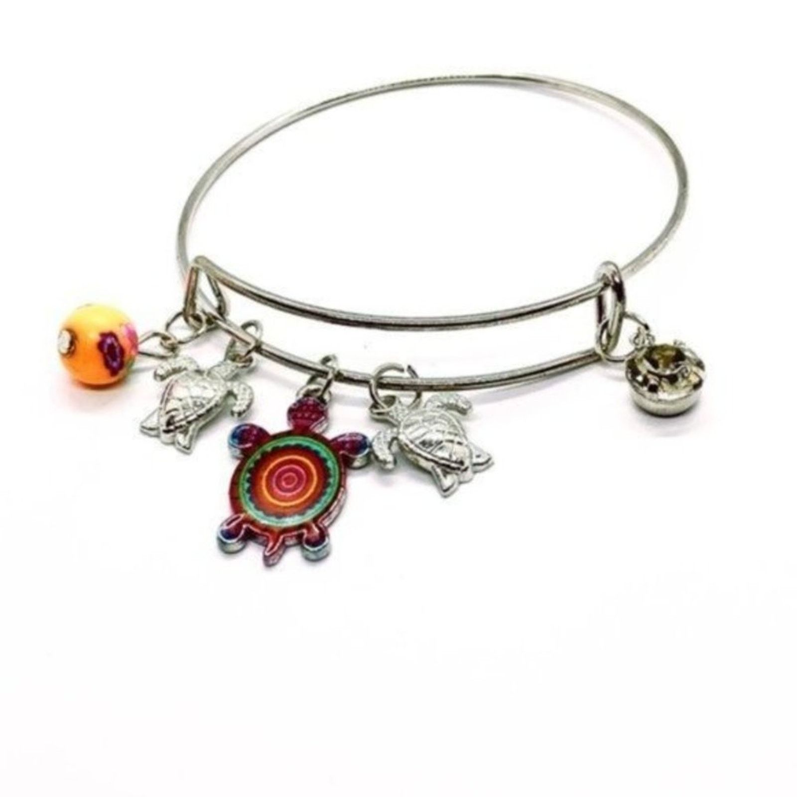 Other Beaded Sea Turtle Charm Colorful Bangle Bracelet Size ONE SIZE - 5 Thumbnail