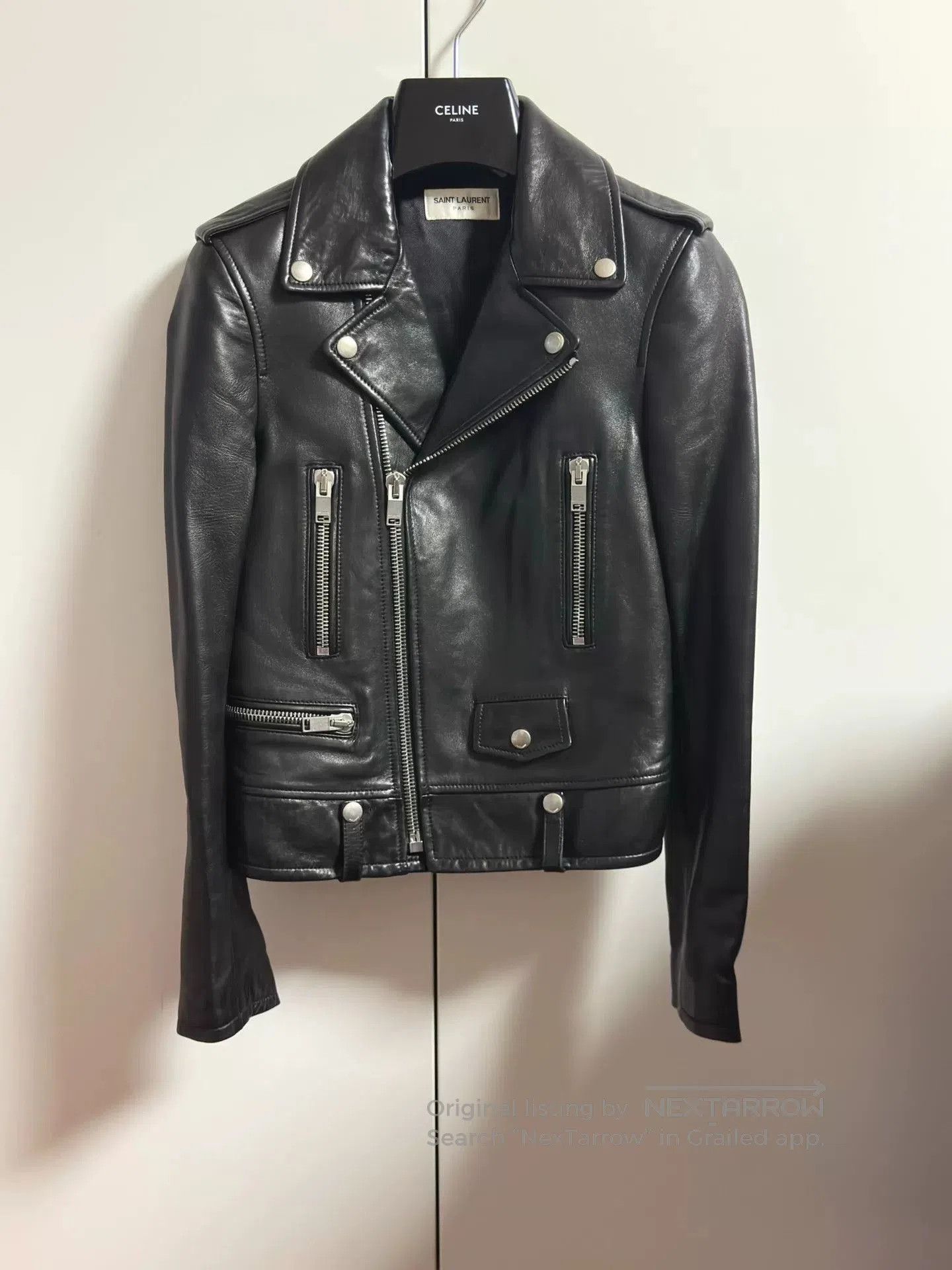 Saint Laurent Paris classic black leather biker jacket for women. Size S / US 4 / IT 40 - 1 Thumbnail