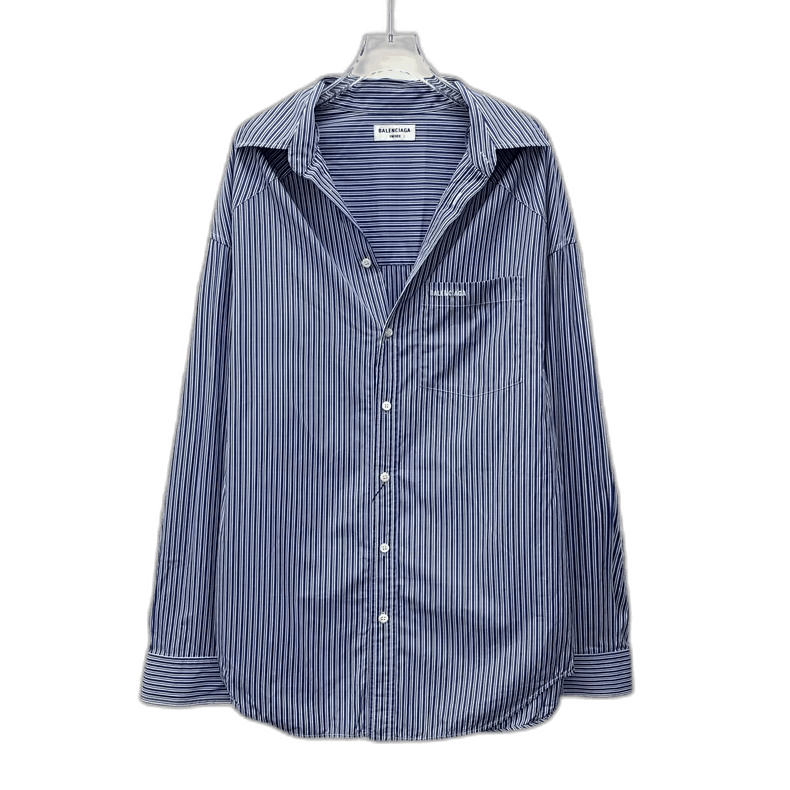 Balenciaga Balenciaga Blue Stripe Long Sleeve Shirt-2505 Size S / US 4 / IT 40 - 1 Thumbnail