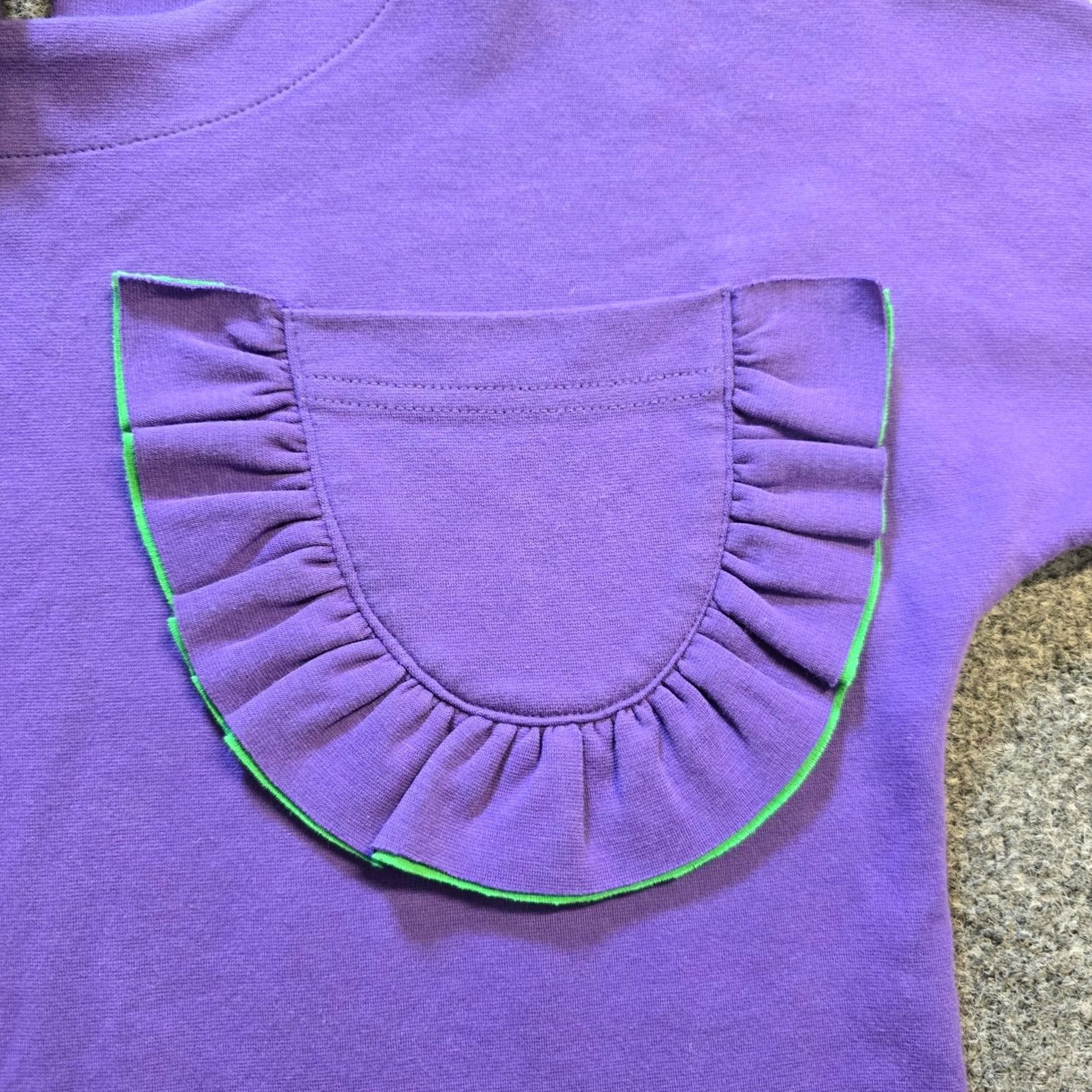 Vintage VINTAGE? No. Helima By Helima Top Womens Small Purple Green Ruffle Pocket Minimal Casual Size S / US 4 / IT 40 - 3 Thumbnail