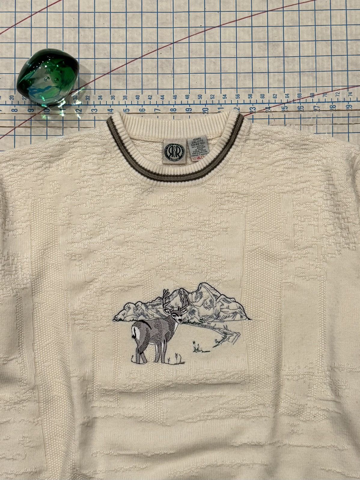 Sears Vintage Sears R&R Embroidered Deer Knit Sweater White XXL Size US XXL / EU 58 / 5 - 3 Thumbnail