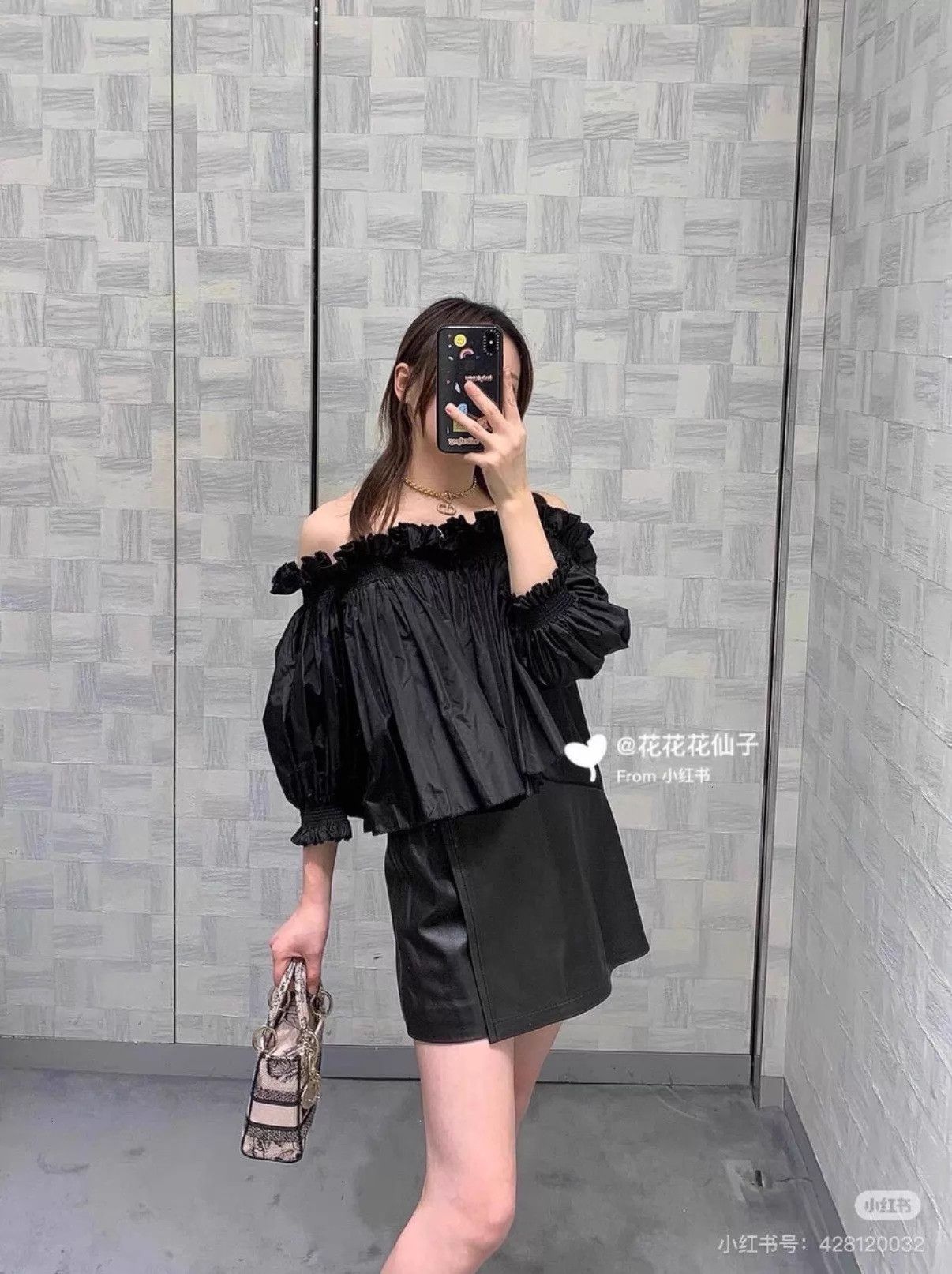 Dior Dior New Black Off-Shoulder Silk Top F36 Size XS / US 0-2 / IT 36-38 - 5 Thumbnail