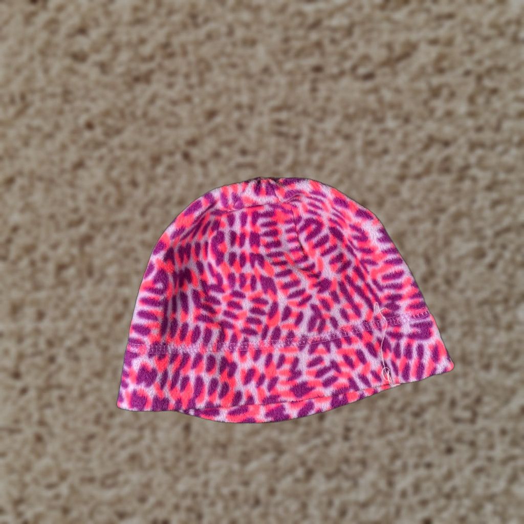 Old Navy Old Navy Beanie Hat Unisex Adults One Size Purple Geometric Knit Polyester Fleece Size US M / EU 48-50 / 2 - 1 Thumbnail