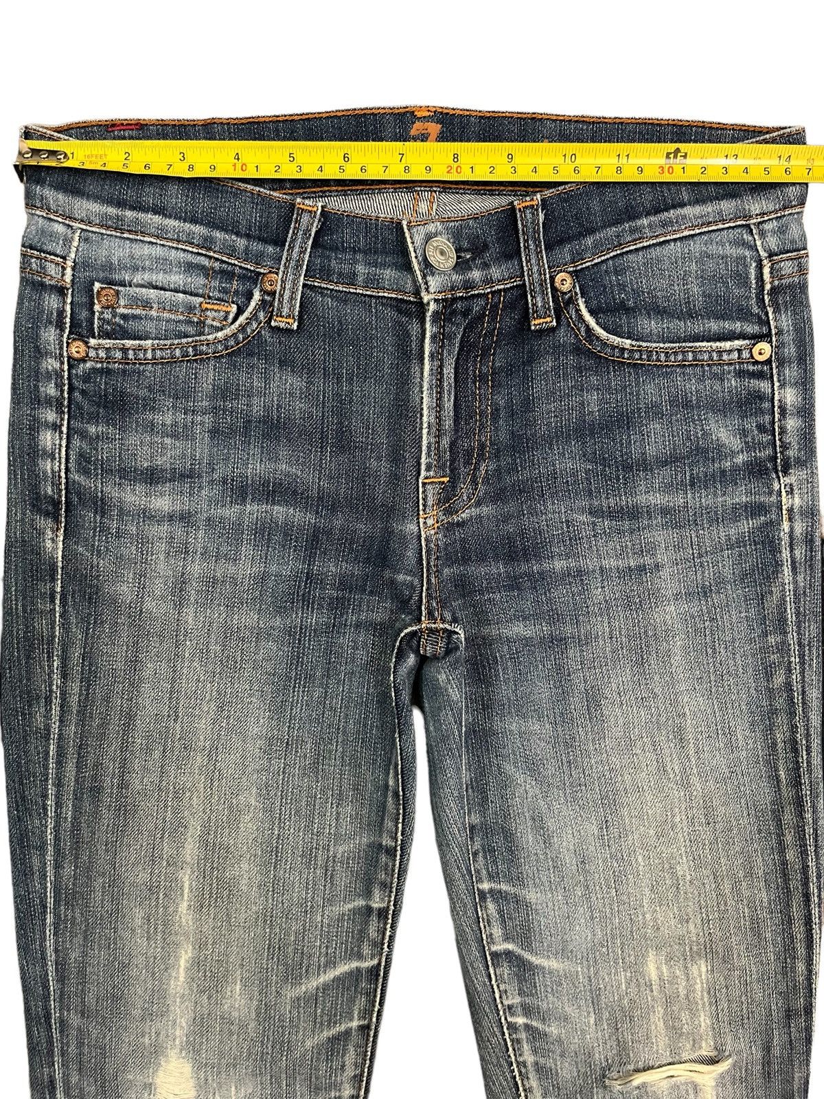 7 For All Mankind Vintage Japanese Brand Blue Washed Distressed Flare Jeans Size US 29 - 11 Thumbnail