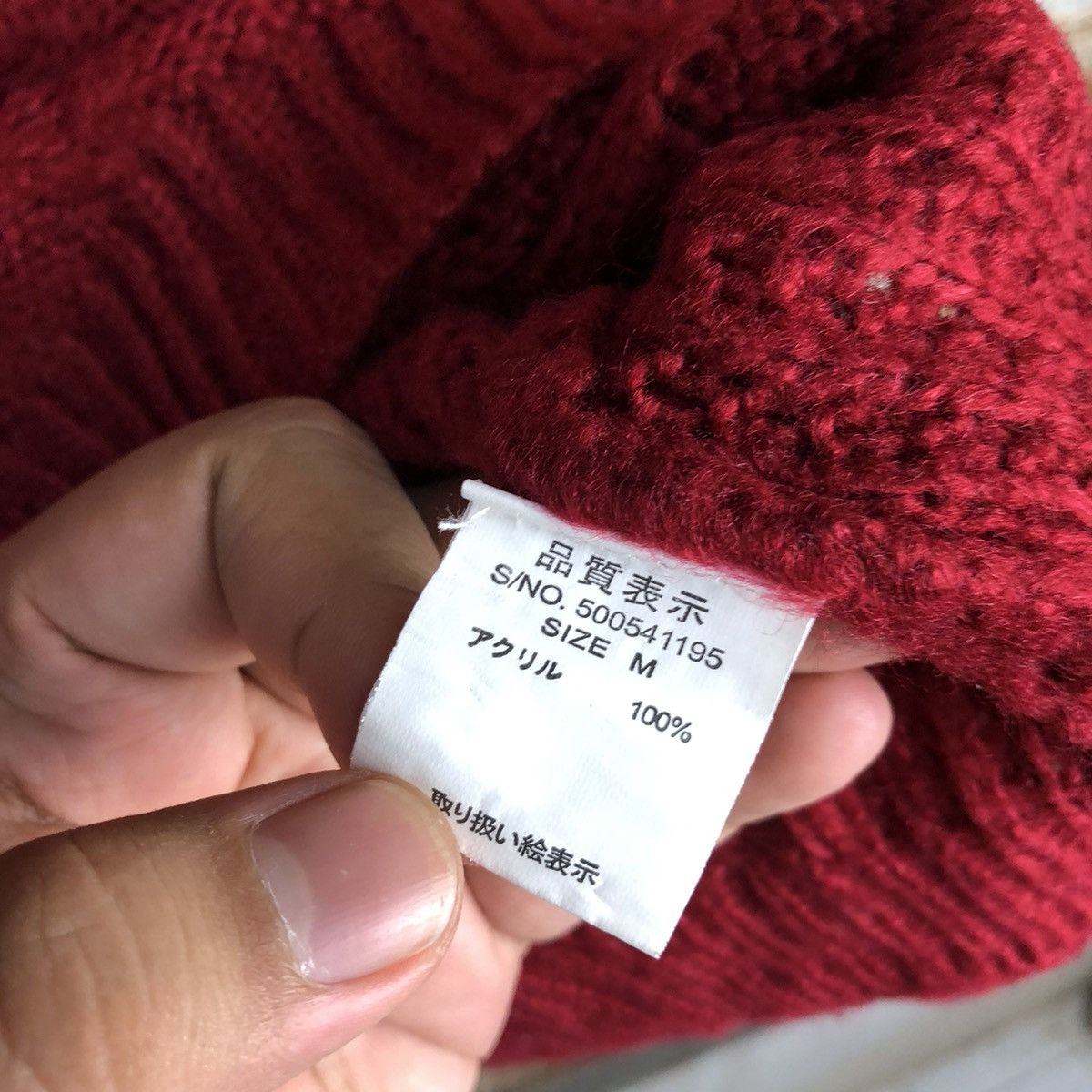 Aran Isles Knitwear × Japanese Brand × Vintage One Way Red Turtle Neck Knitwear crop top #A1563 Size M / US 6-8 / IT 42-44 - 11 Thumbnail