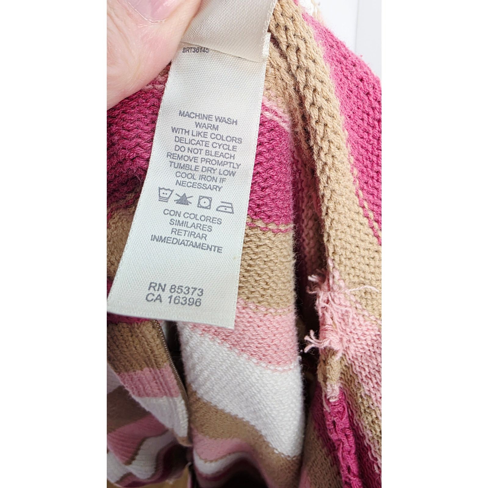 Other Vintage 90's Pink & Tan Striped Hooded Zipper Front Sweater Size M / US 6-8 / IT 42-44 - 9 Thumbnail
