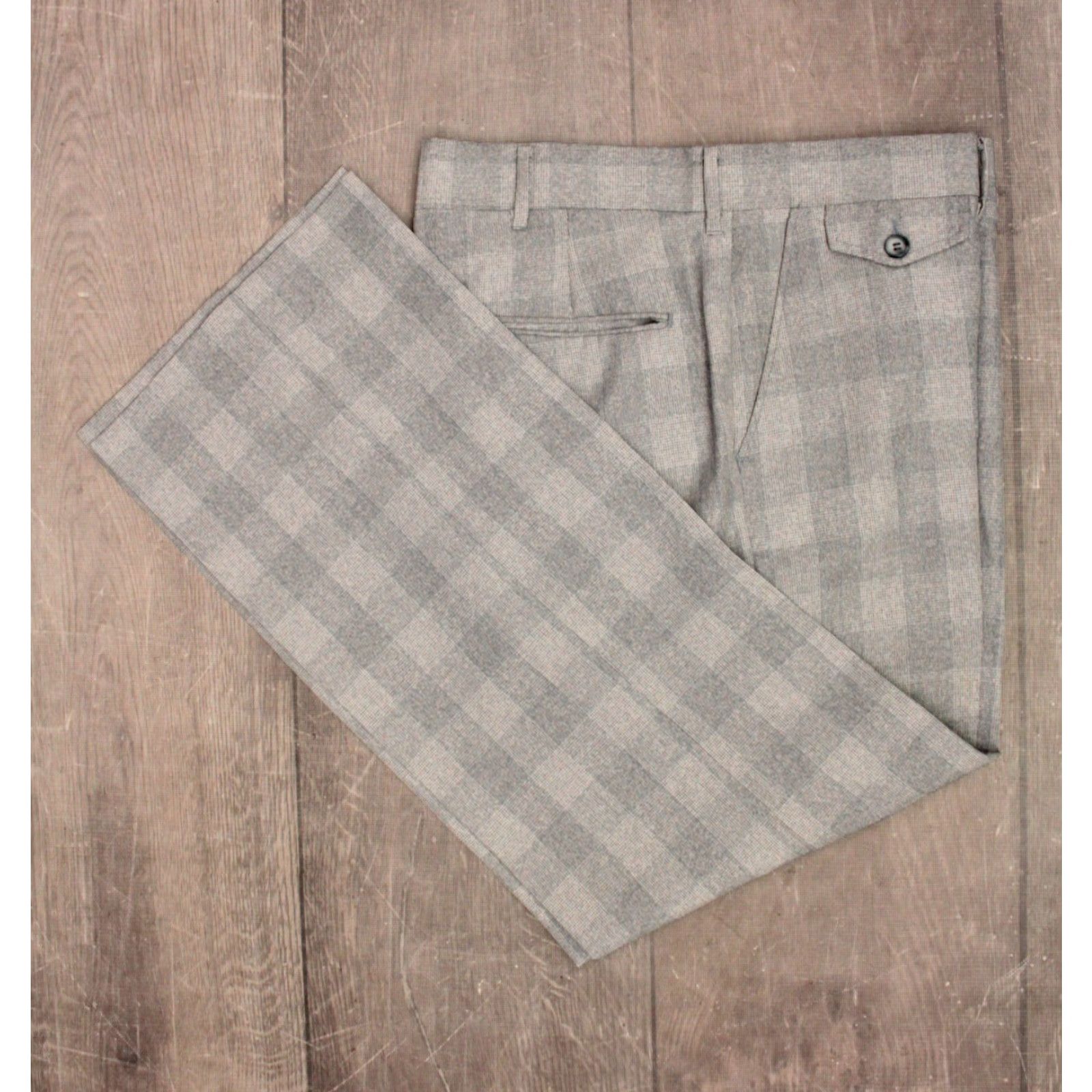 Vintage VINTAGE 70s Leisure Suit Mens Jacket Pants 3 PC Grey Polyester Plaid 1970s Disco Size M Size 40R - 6 Thumbnail