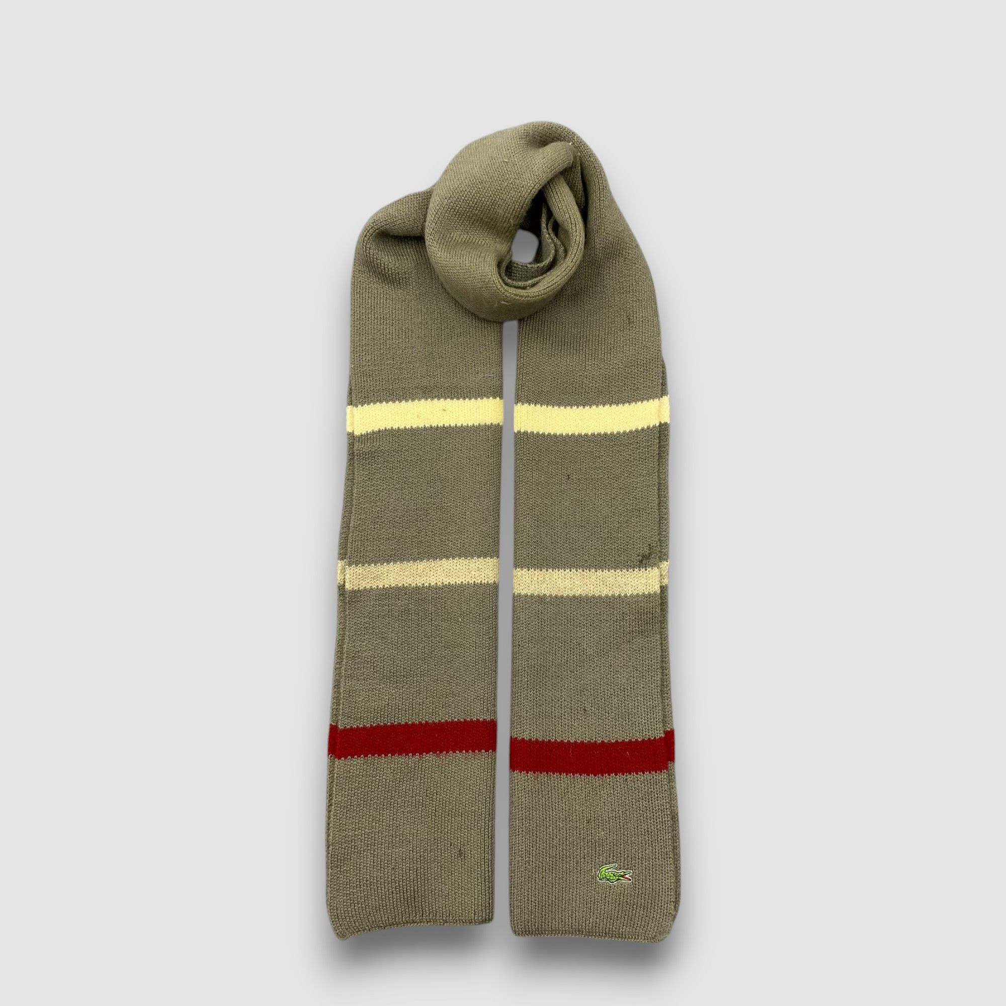 Lacoste Vintage Lacoste Scarf Muffler Wool Ribbed Knit Scarves Size ONE SIZE - 1 Thumbnail