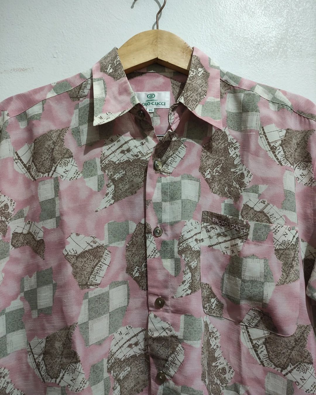 Paolo Gucci × Vintage Paolo Gucci Maps Print Vintage Shirt Size US L / EU 52-54 / 3 - 10 Thumbnail